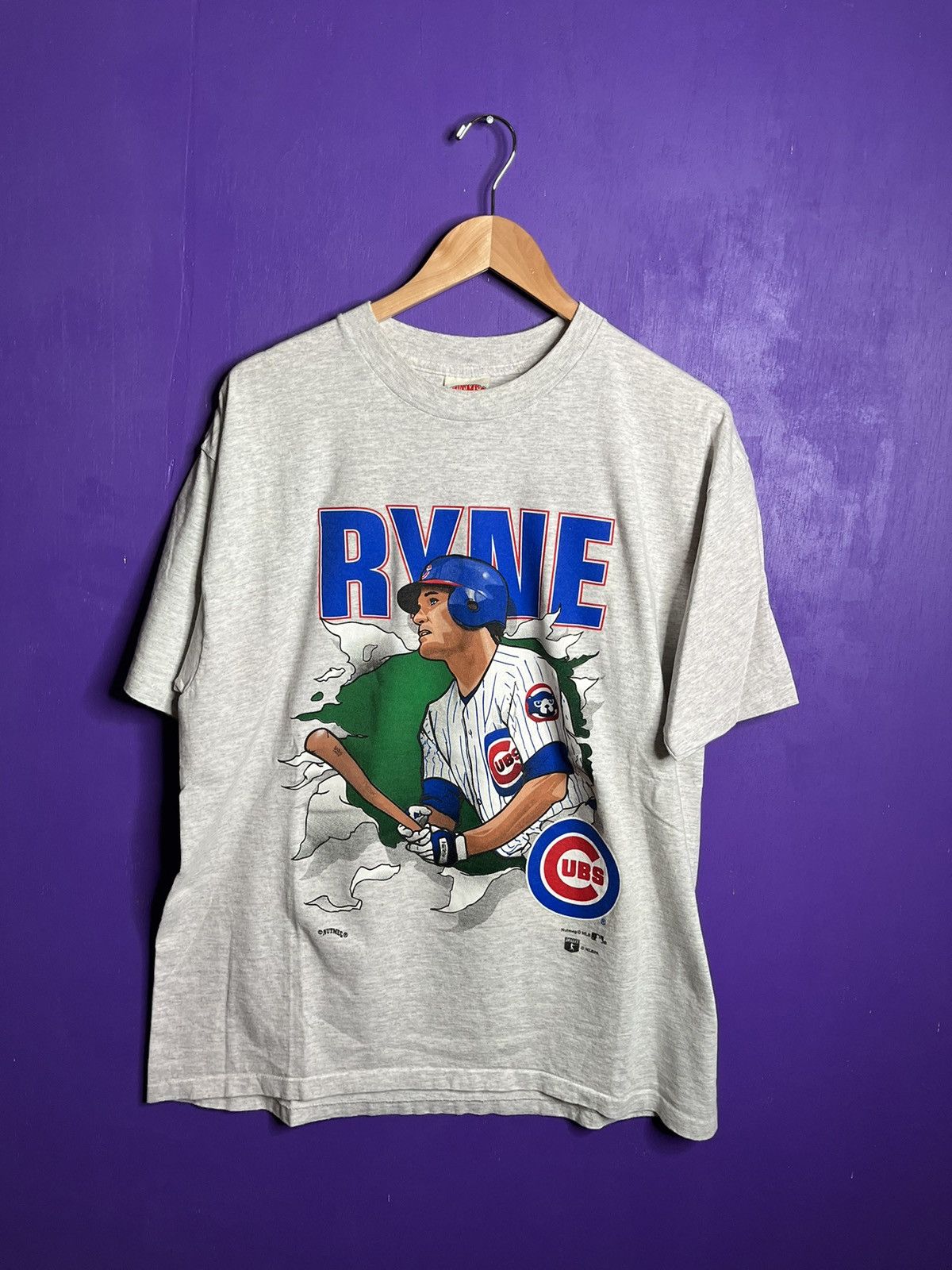 image of Mlb x Nutmeg Vintage 90's Nutmeg Ryne Sandburg Cubs Player T-Shirt in Grey, Men's (Size XL)