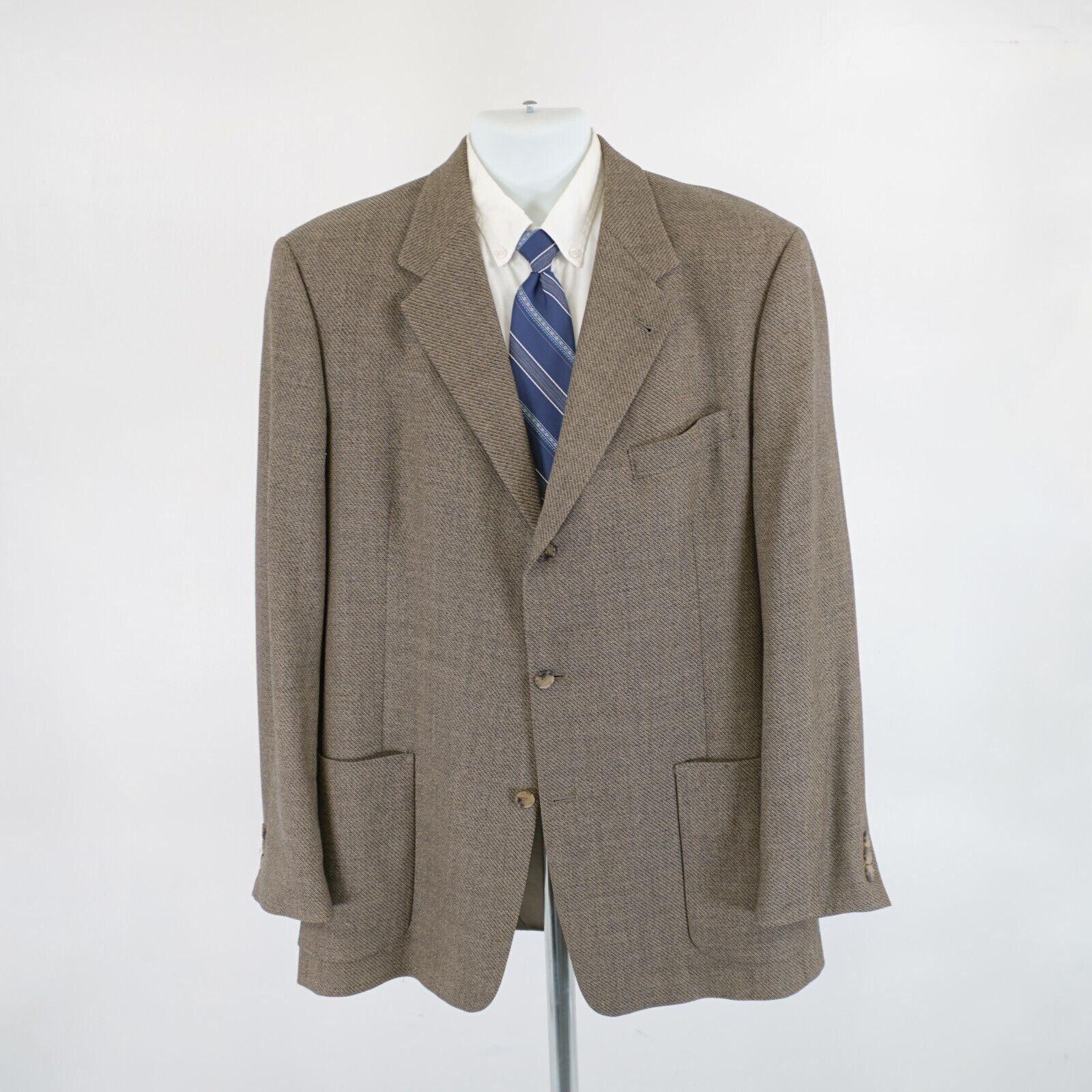 Hart Schaffner Marx Hart Schaffner Marx Tweed Wool Gray Tan Weave Sport Coat 44L Size 44L - 4 Thumbnail