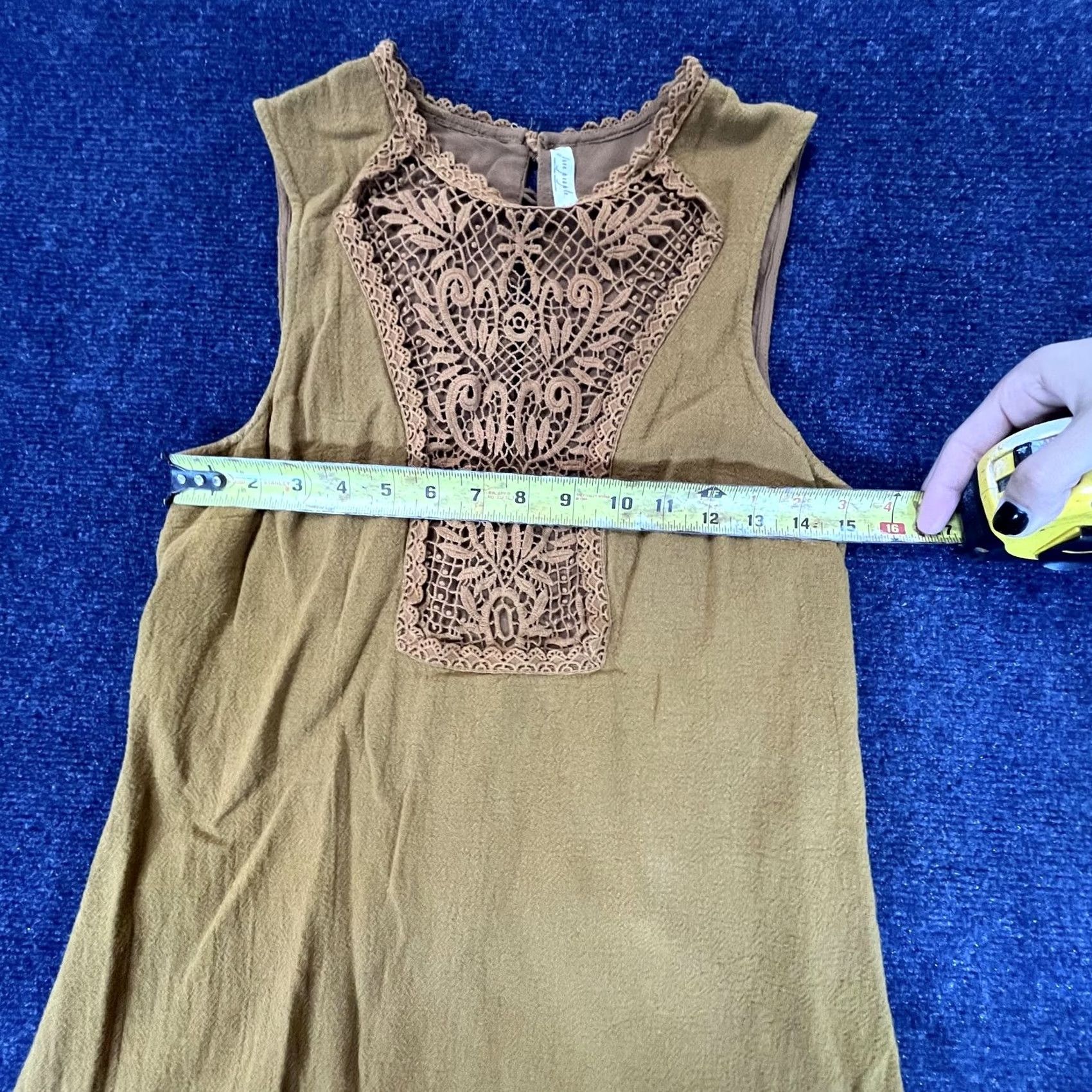 Free People VINTAGE? No — Free People Dress Womens Small Brown Sleeveless Crochet Boho Tunic Top Casual Size S / US 4 / IT 40 - 3 Thumbnail