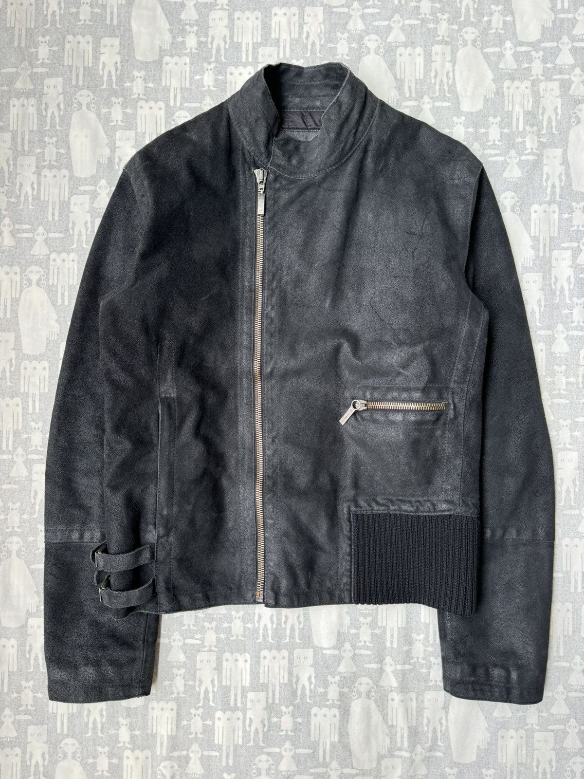 Dirk Bikkembergs 2000's Bondage Cow Suede Café Racer Jacket - Main Image