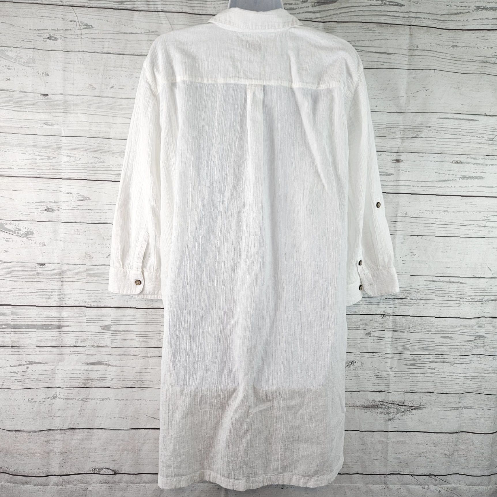 Vintage Chico's Women's Button-Up Tunic XL Solid White 3/4 Sleeve Cotton Shirt Womens Size XL / US 12-14 / IT 48-50 - 3 Thumbnail
