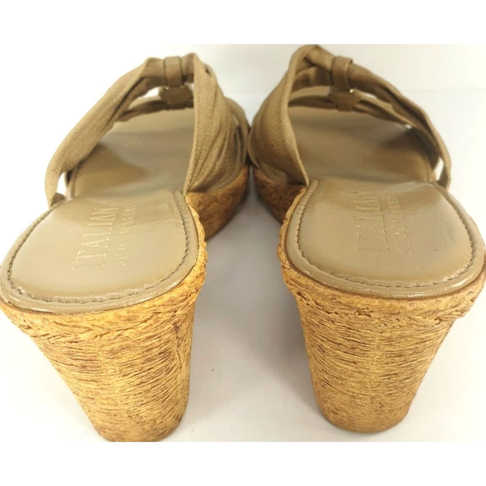 Vintage VINTAGE ITALIAN Shoemaker Gold Metallic Skin Tone Wedge Slide Sandal Women's 8M ITALY Size US 8 / IT 38 - 6 Thumbnail