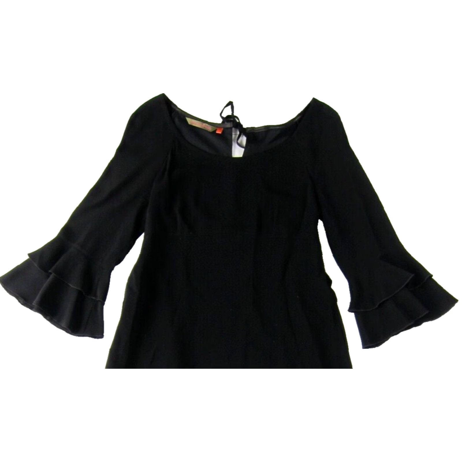 Vintage Antoine & Lili Rayon Classic Black 3/4 Ruffle Sleeve Tunic Shift Tie Dress Woman 2 Size XS / US 0-2 / IT 36-38 - 4 Thumbnail