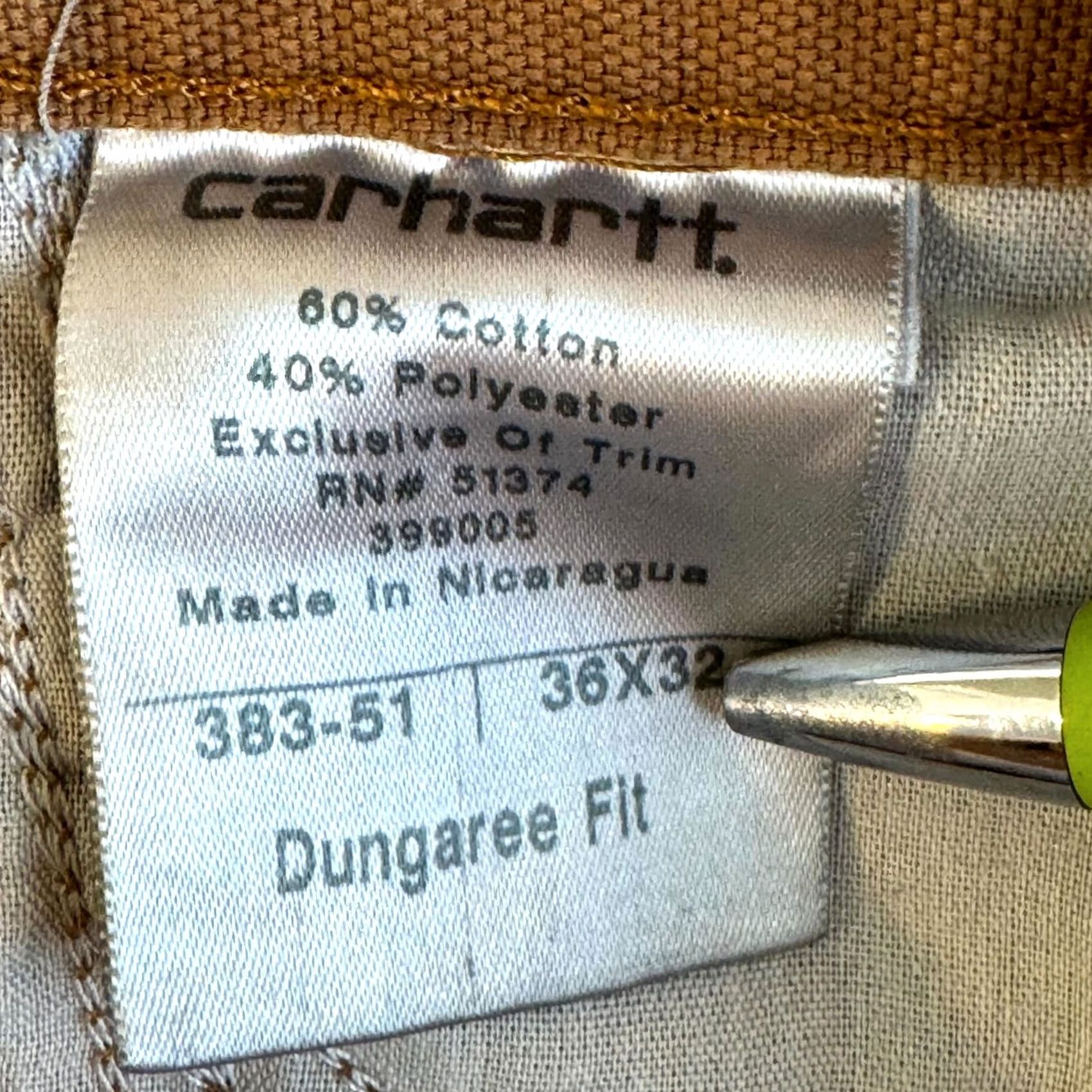 Carhartt Carhartt Carpenter Jeans Men’s 36 x 32 Brown Mid-Rise Straight Work Pants Jeans Size US 36 / EU 52 - 7 Thumbnail