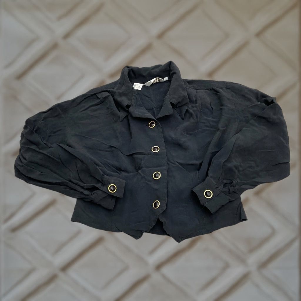 Vintage TOTO n KO Cropped Jacket Womens Small Black Button Down Long Sleeve Casual Regular Fit Size S / US 4 / IT 40 - 1 Thumbnail