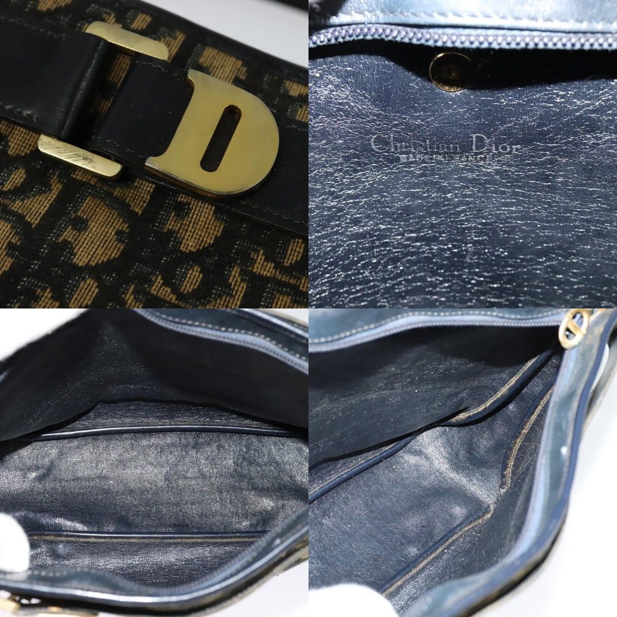 Dior DIOR Trotter Canvas Shoulder Bag Navy Gold Size ONE SIZE - 11 Thumbnail