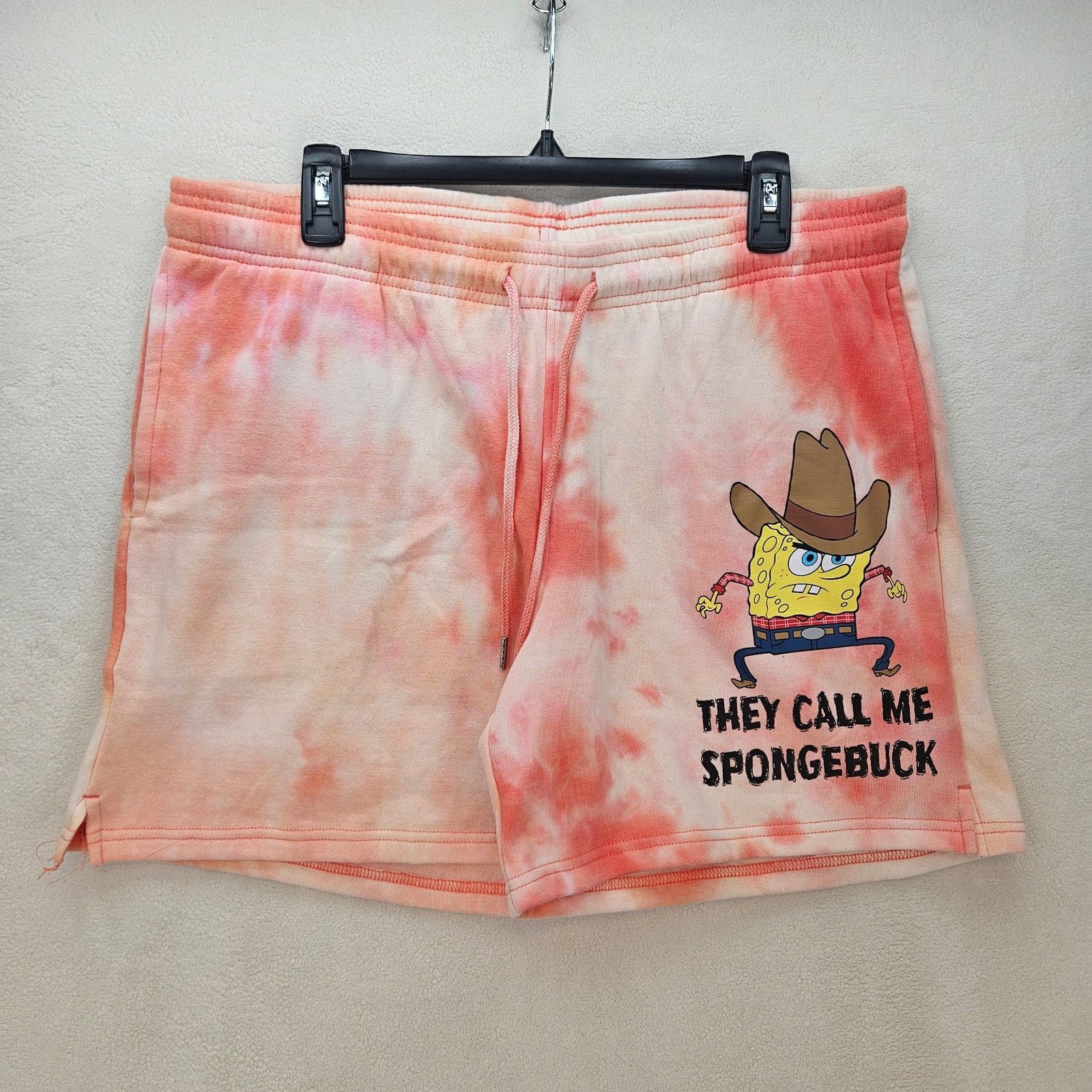 Nickelodeon SPONGEBOB WOMEN'S XL ORANGE TIE DYE FLEECE SHORTS Size 34" / US 12 / IT 48 - 1 Thumbnail
