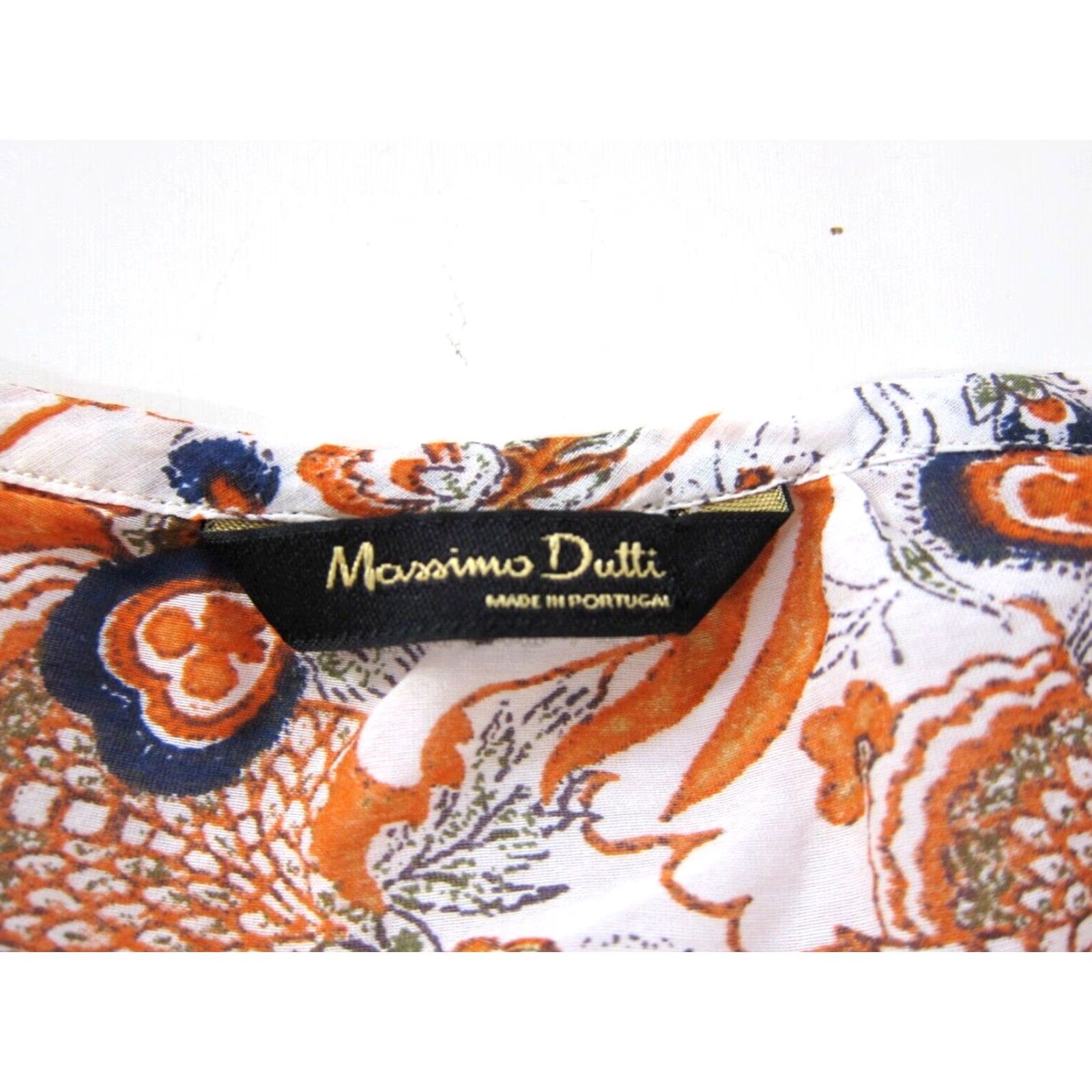 Massimo Dutti Massimo Dutti Cotton Orange Floral Lightweight 3/4 Sleeve Tunic Blouse 4 Womens Blouse Size S / US 4 / IT 40 - 4 Thumbnail