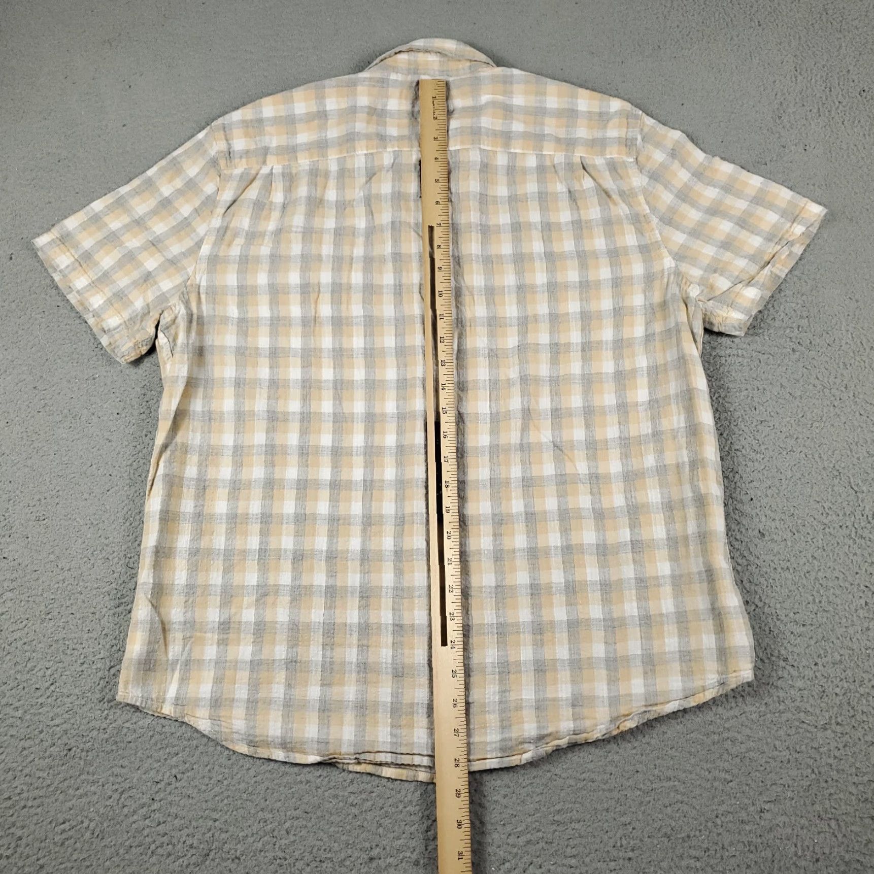 Lucky Brand Lucky Brand Button-Up Shirt Mens XL Beige Gray Check Casual Short Sleeve Size US XL / EU 56 / 4 - 3 Thumbnail