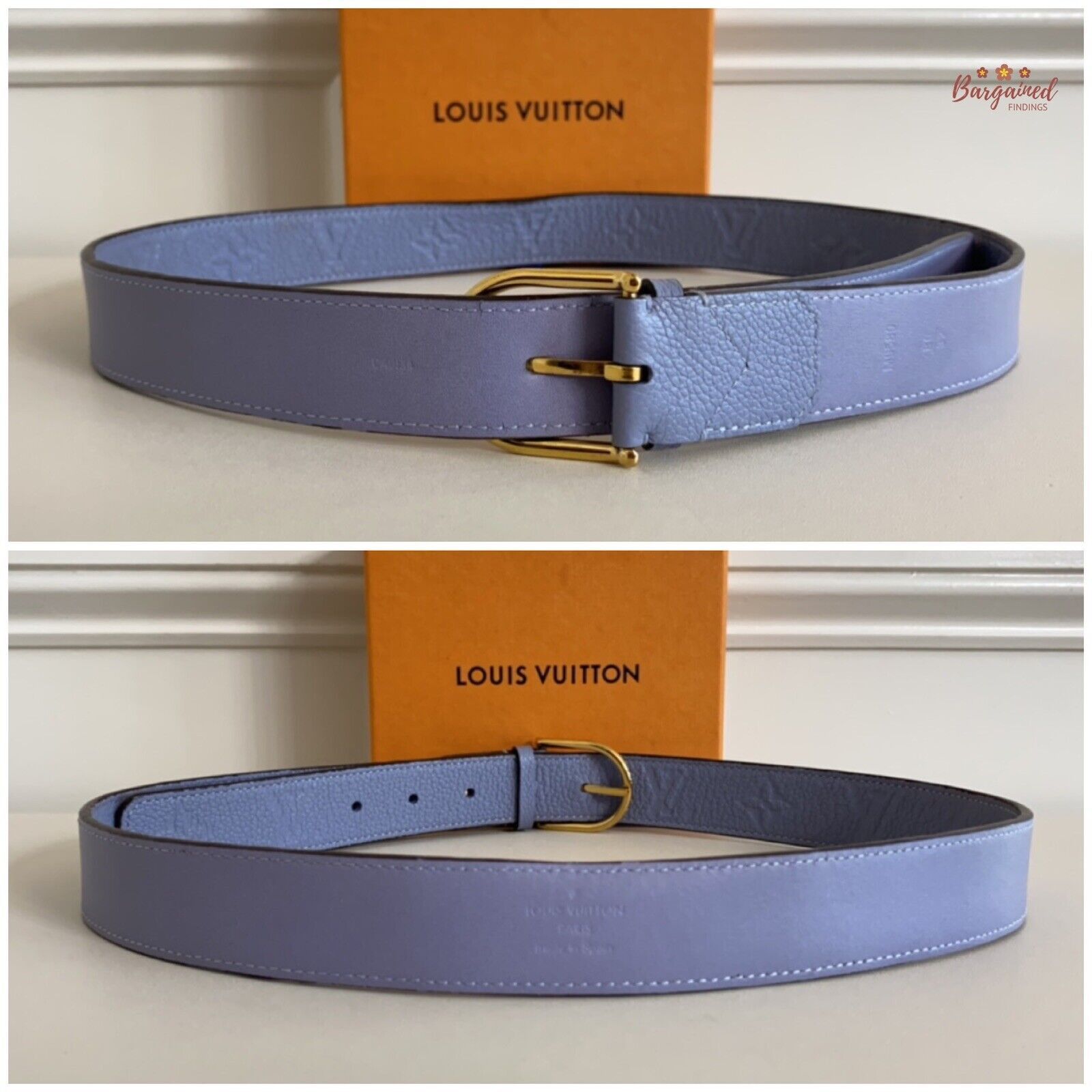 Louis Vuitton Louis Vuitton Blue Monogram Empreinte Leather Sun Belt Size ONE SIZE - 3 Thumbnail