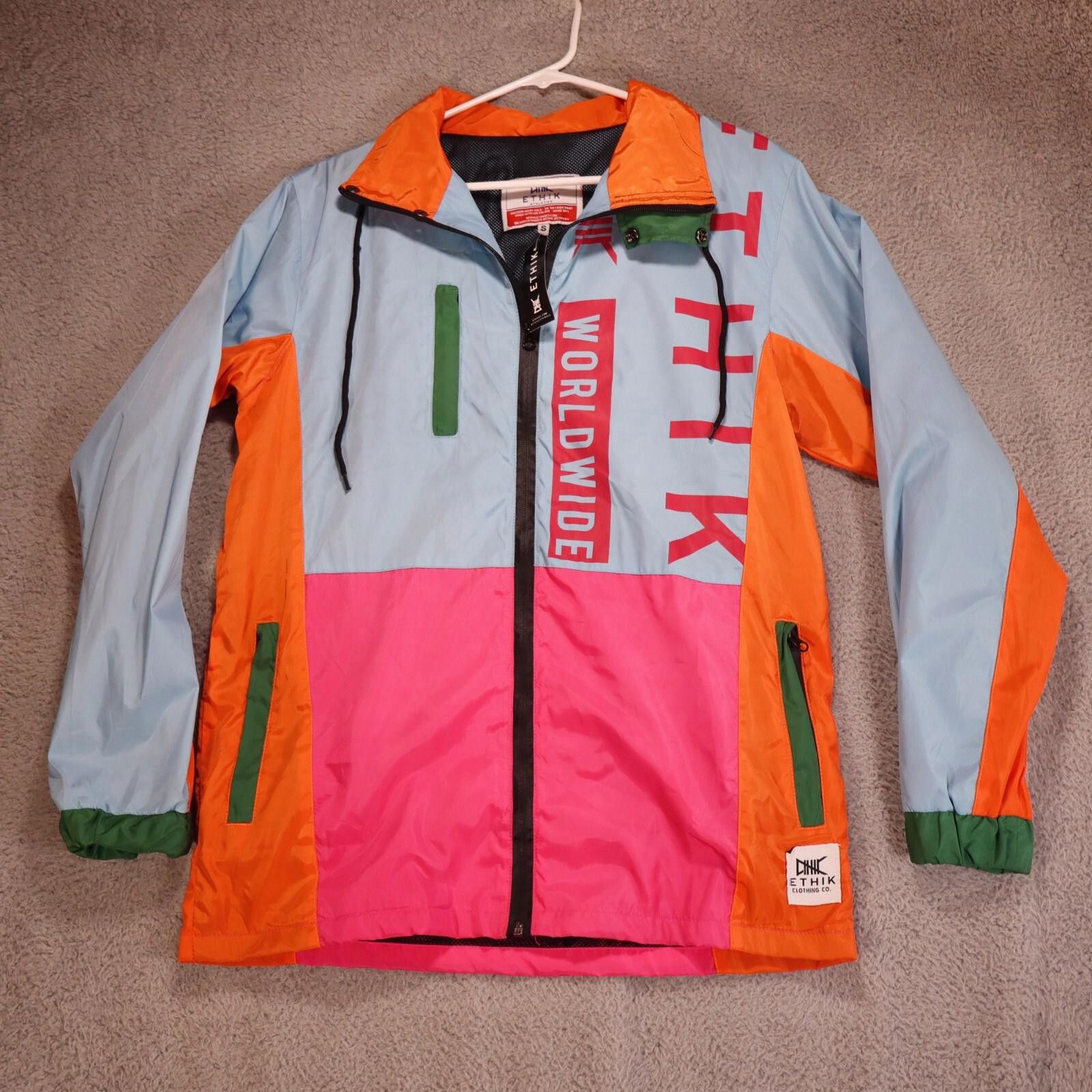Ethik Retro Zip up jacket crewneck Small Colorblock NYC
