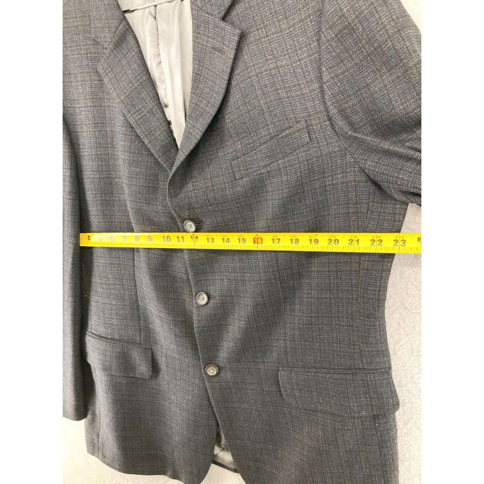 Oscar De La Renta Oscar de la Renta Suit Jacket Mens 44R Wool Plaid Blazer Size 44R - 2 Thumbnail