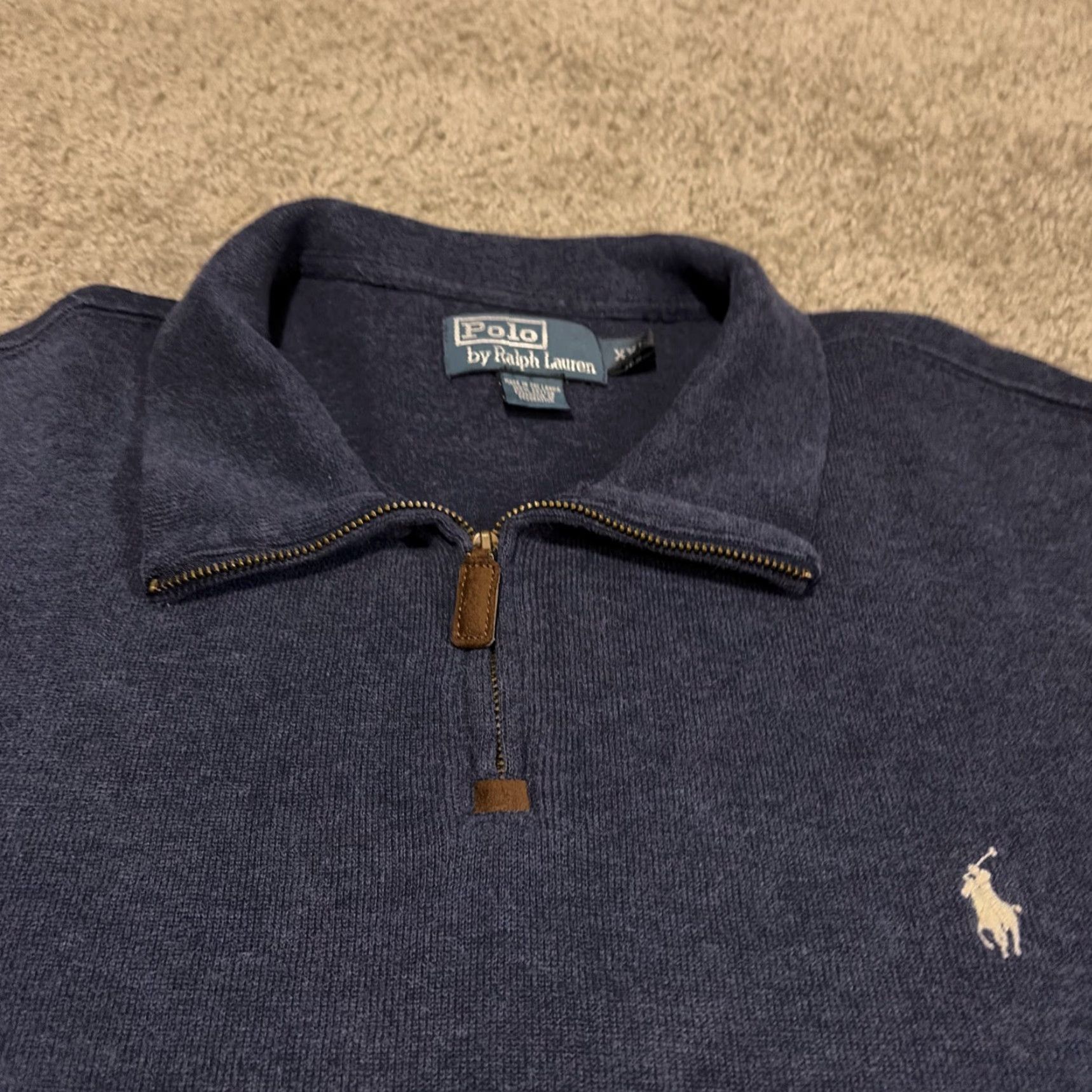 Ralph Lauren VINTAGE Polo Ralph Lauren Navy Blue Quarter Zip Sweater Shirt? Size US XXL / EU 58 / 5 - 4 Thumbnail