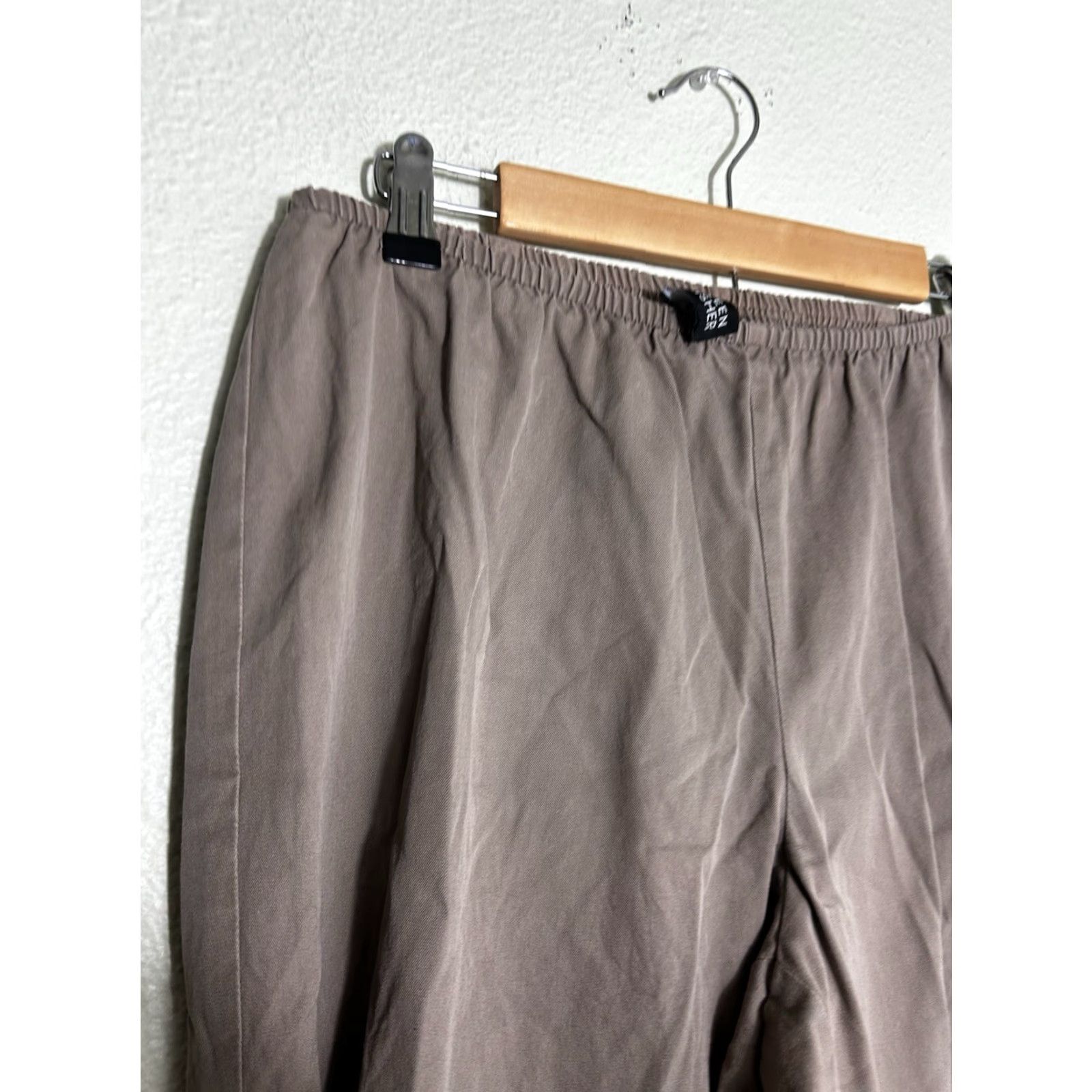 Eileen Fisher VINTAGE Eileen Fisher Womens Large Brown Pull On Cotton Pants 32x30 Elastic Waist Size 36" / US 14 / IT 50 - 4 Thumbnail