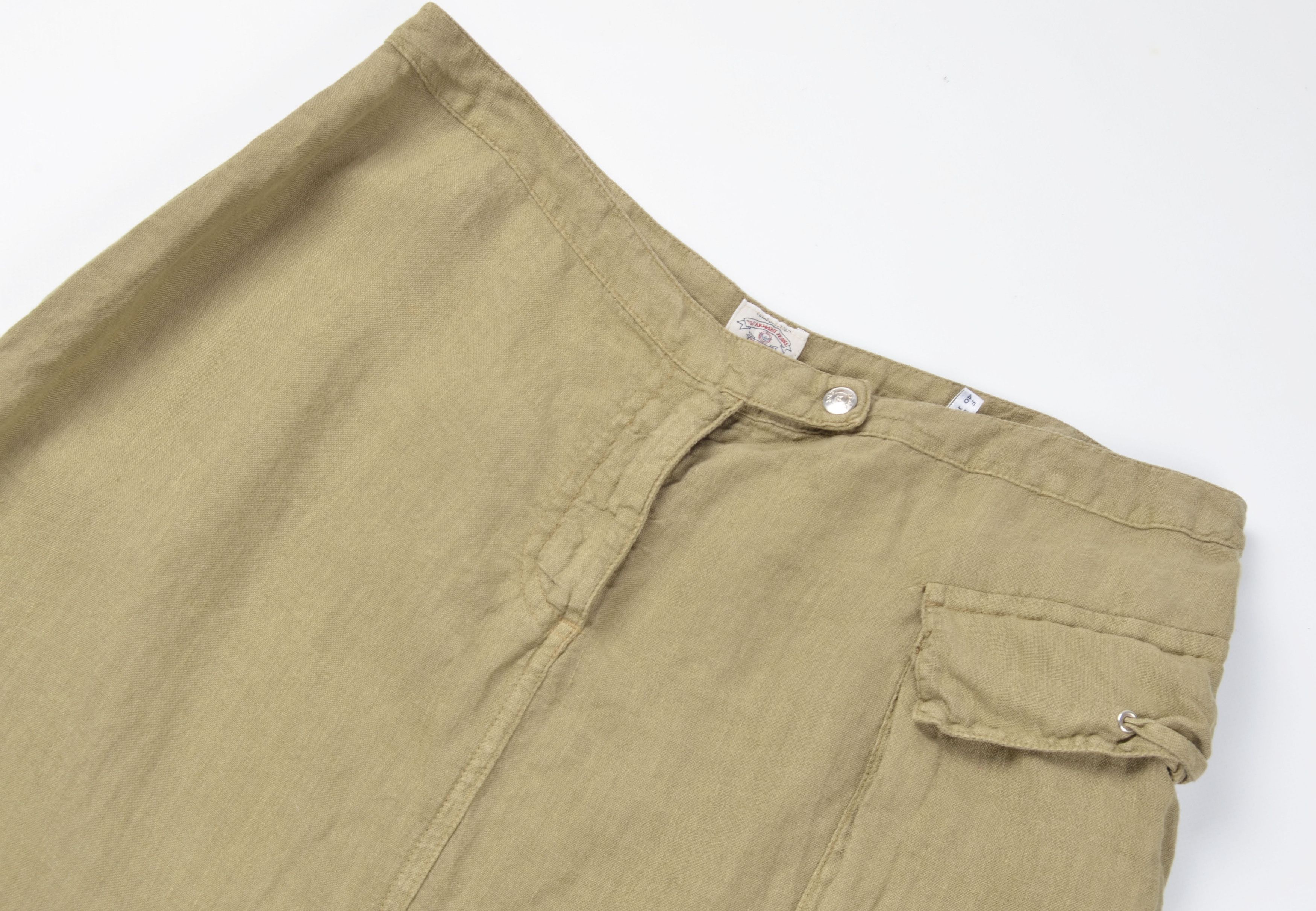 Giorgio Armani Vintage Armani Jeans Y2K Big Pocket Linen Khaki Skirt Size 32" / US 10 / IT 46 - 5 Thumbnail