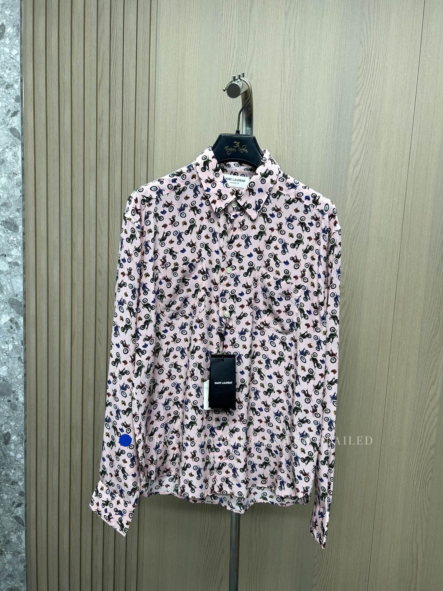 Saint Laurent Paris Pink Motorcycle Print Button-Up Shirt Size US M / EU 48-50 / 2 - 1 Thumbnail