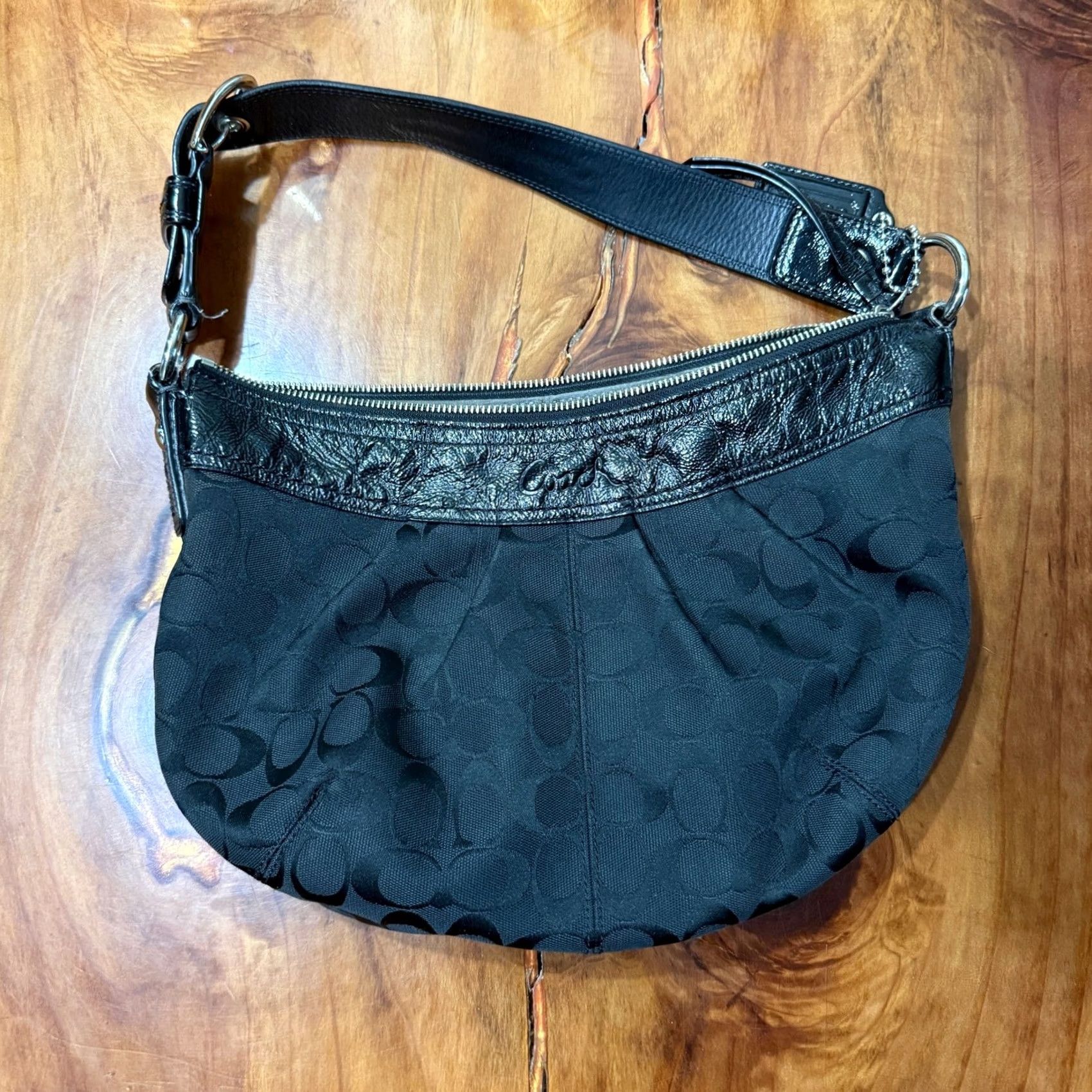 Coach VINTAGE Coach Signature Leather Bag Purse Shoulder Strap Hobo Crescent Black Small Women Crossbody Casual 90s 00s Accessories Size ONE SIZE - 3 Thumbnail