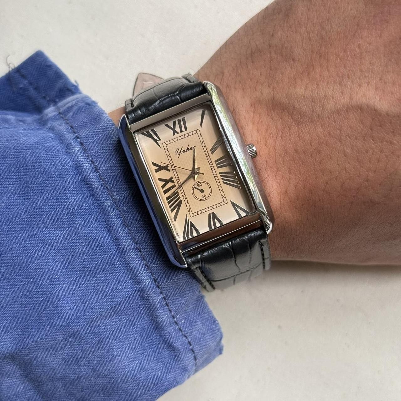 Vintage leather watch classy rich black luxury clock watch Size ONE SIZE - 4 Thumbnail