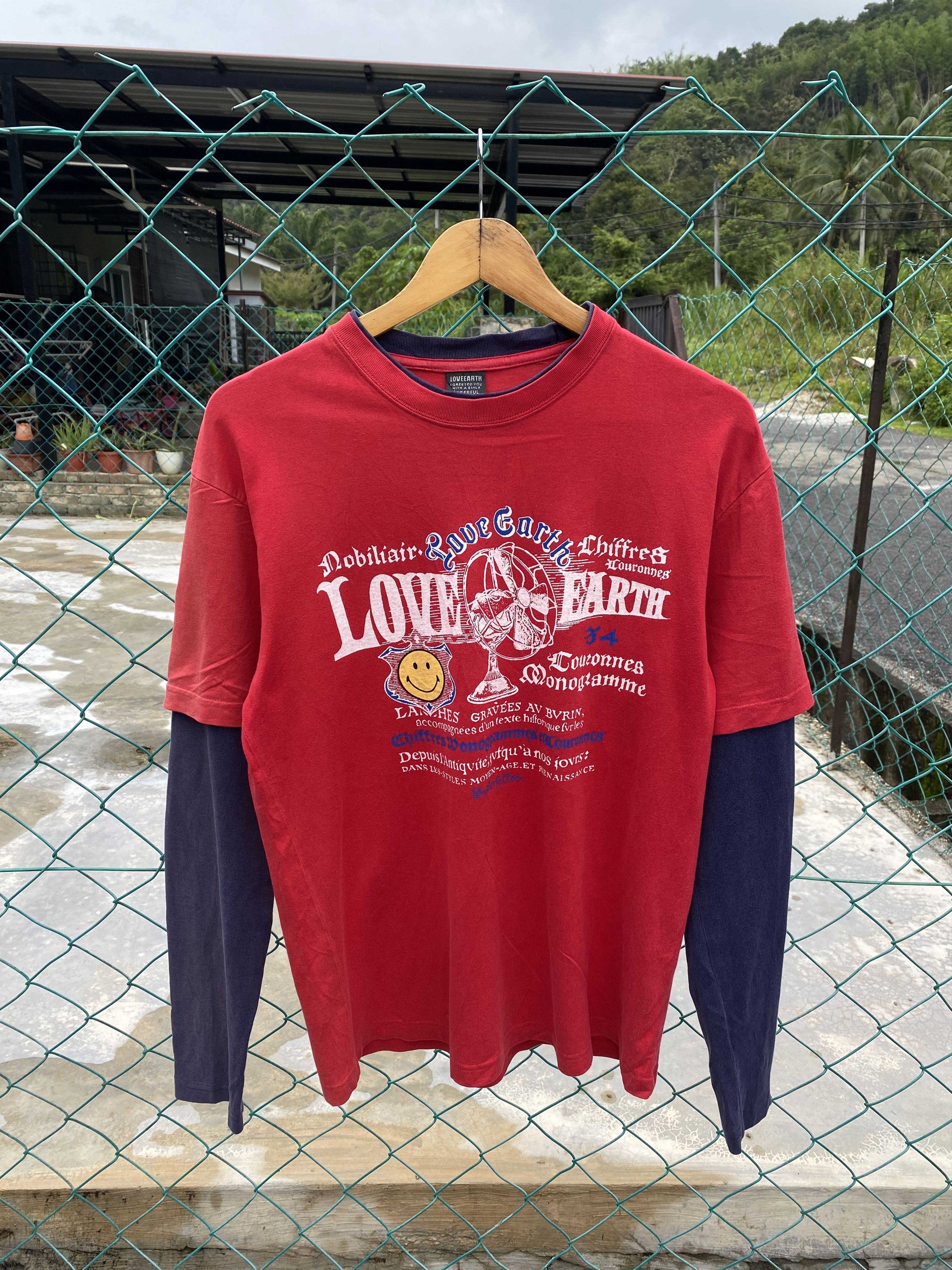 Japanese Brand Love earth double sleeve tshirts Size L / US 10 / IT 46 - 1 Thumbnail