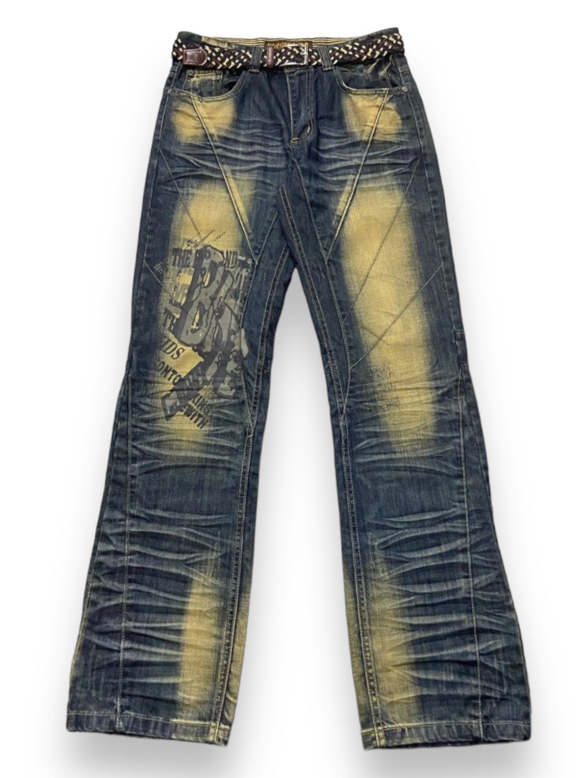 Japanese Brand Mushenghuo Japan Mud Wash Denim Pants With Belt Size US 32 / EU 48 - 1 Thumbnail