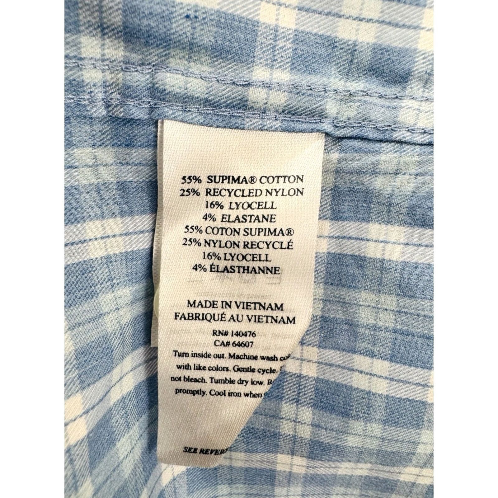 Faherty Faherty Movement Plaid Lightweight L Shirt Button-Up Long Sleeve Light Blue / White / Slight Light Green V2 Mens Shirt Size US L / EU 52-54 / 3 - 5 Thumbnail