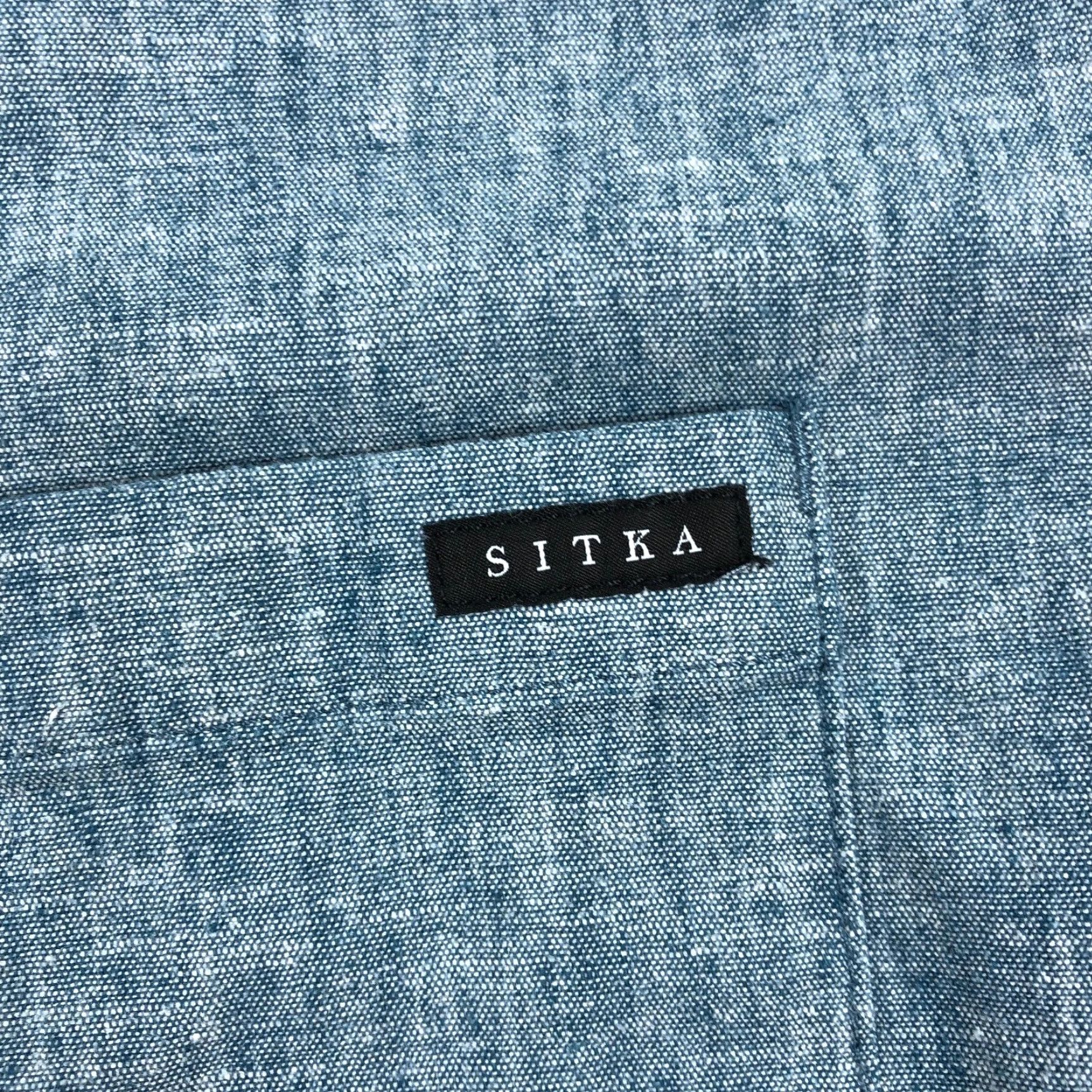 SITKA SITKA Shirt Short Sleeve Button Up Mens S Blue Heather Casual Travel Modern Outdoor 21" Chest Size US S / EU 44-46 / 1 - 3 Thumbnail