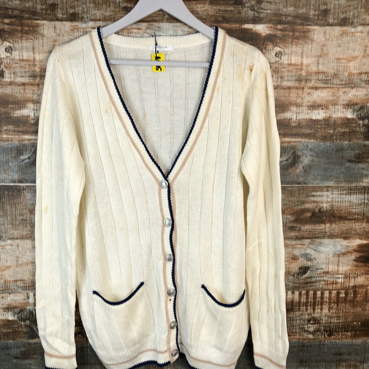 Japanese Brand Cinema Club White Cardigan Knitwear #A1625 Size US L / EU 52-54 / 3 - 5 Thumbnail
