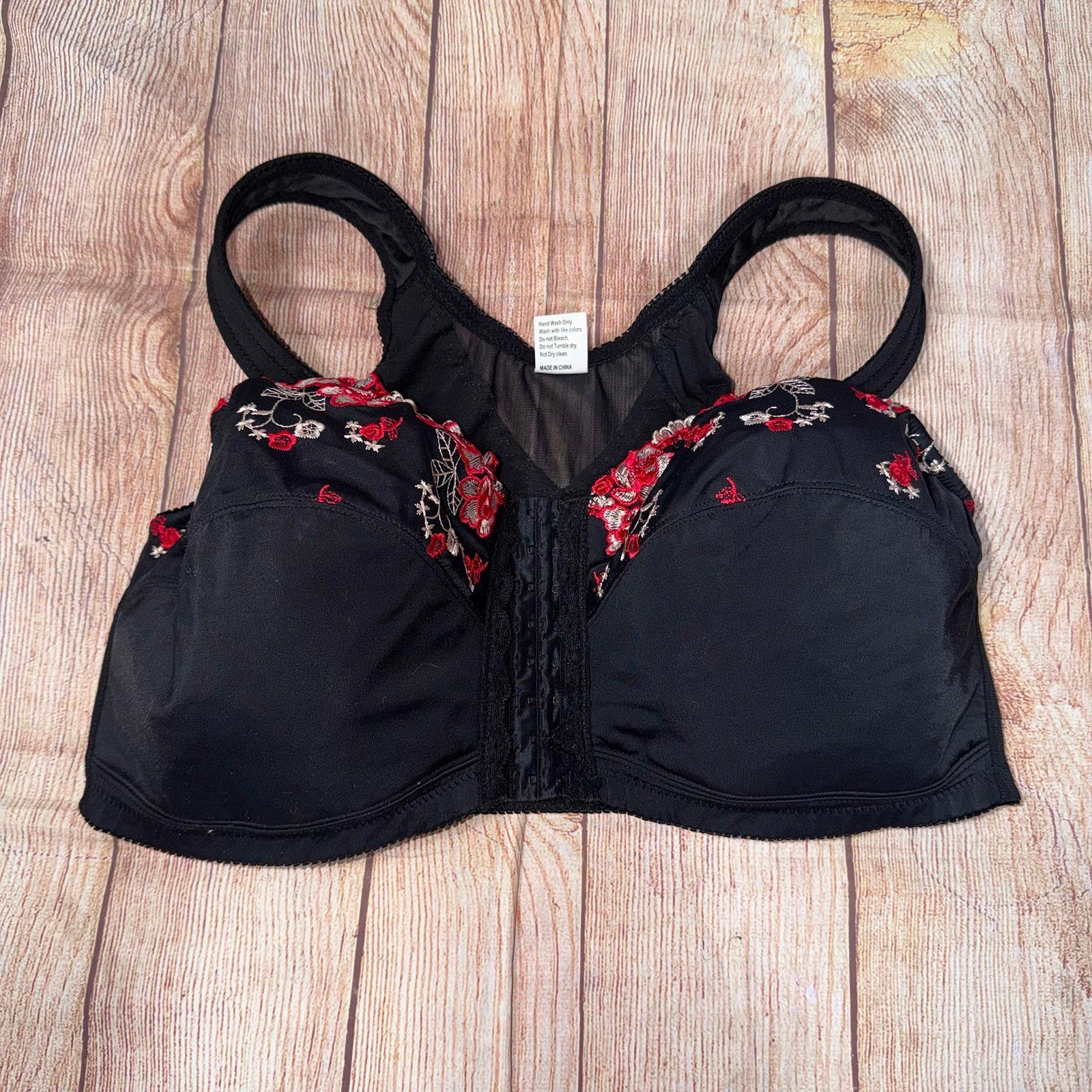 Other Black Floral Embroidered Bra with Lace Detail Size 42/95E Size ONE SIZE - 4 Thumbnail