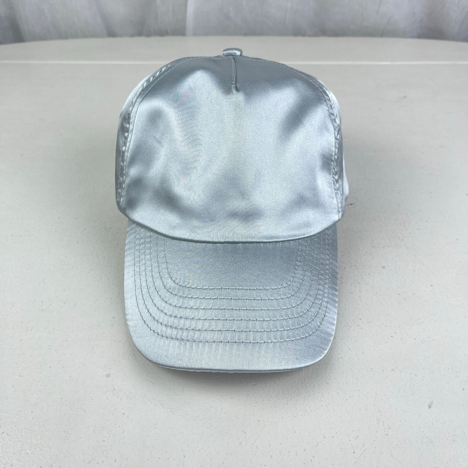 Forever 21 Shiny Silver Satin Baseball Cap Dad Hat Y2K Futuristic Cyber Size ONE SIZE - 5 Thumbnail