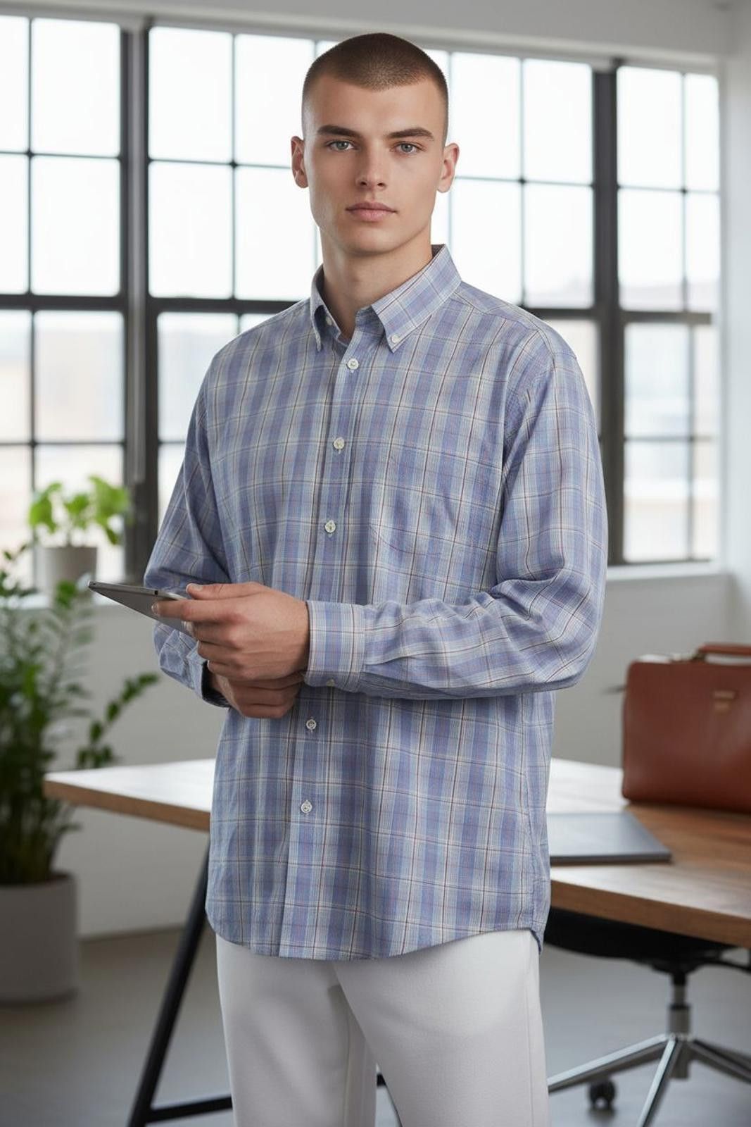 Izod IZOD Men's Casual Blue Plaid Button-Down Shirt Size US XL / EU 56 / 4 - 1 Thumbnail