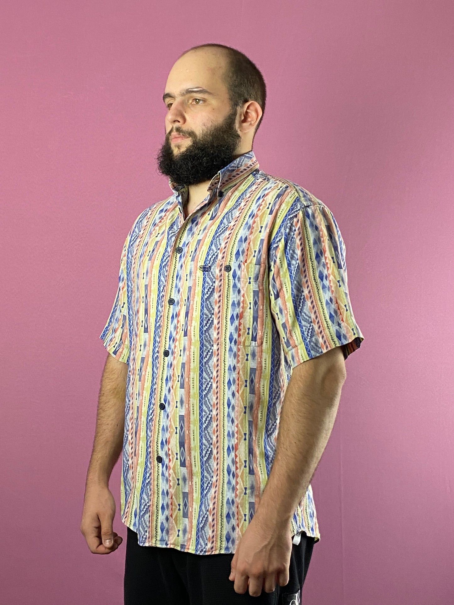 Designer × Vintage Missoni Sport Vintage Men's Geometric Striped Sleeve Shirt Size US M / EU 48-50 / 2 - 1 Thumbnail
