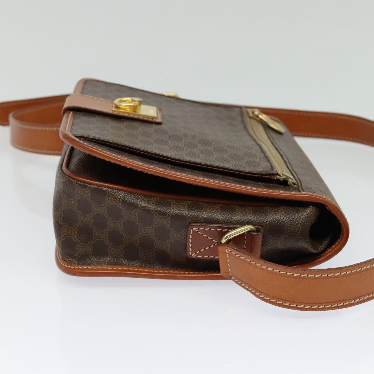 Celine CELINE Macadam Canvas Shoulder Bag Pvc Leather Brown Gold Size ONE SIZE - 5 Thumbnail