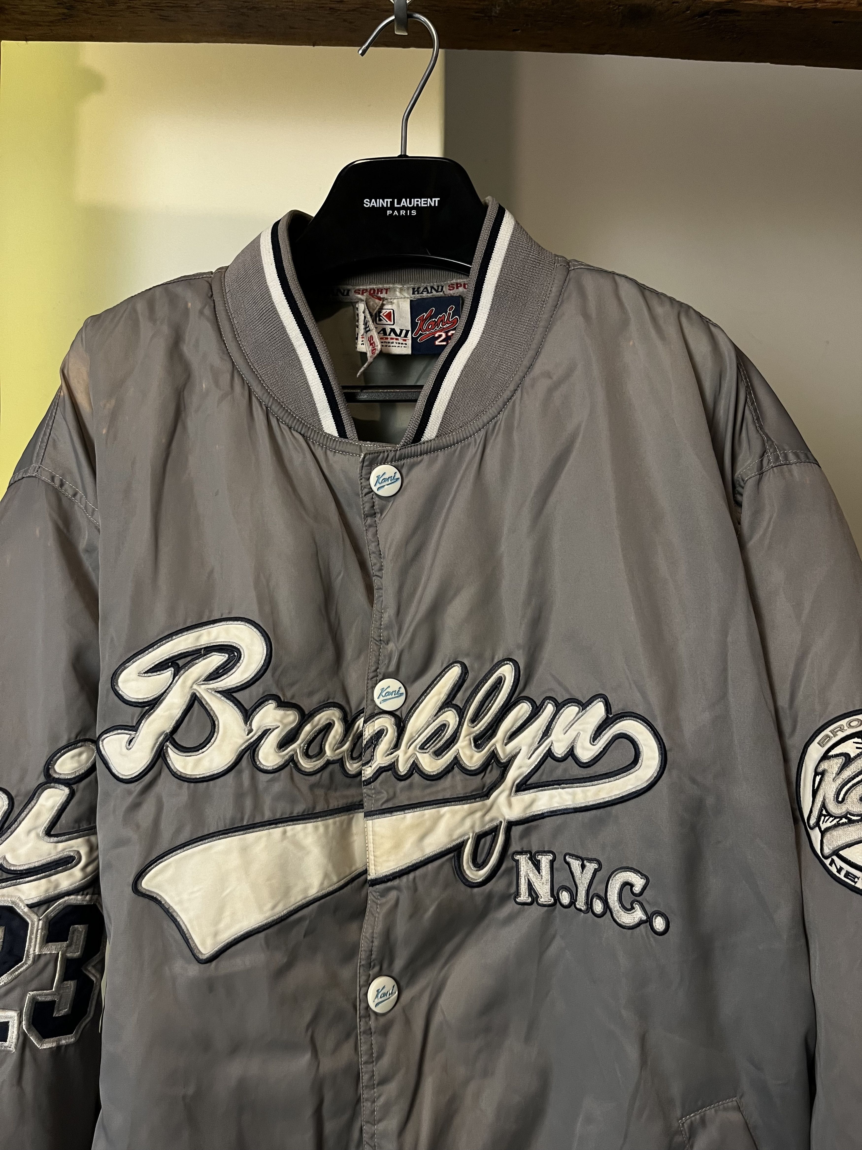 Karl Kani × Vintage Karl Kani 23 Brooklyn Vintage Navy Bomber Jacket Big Logo Size US L / EU 52-54 / 3 - 4 Thumbnail