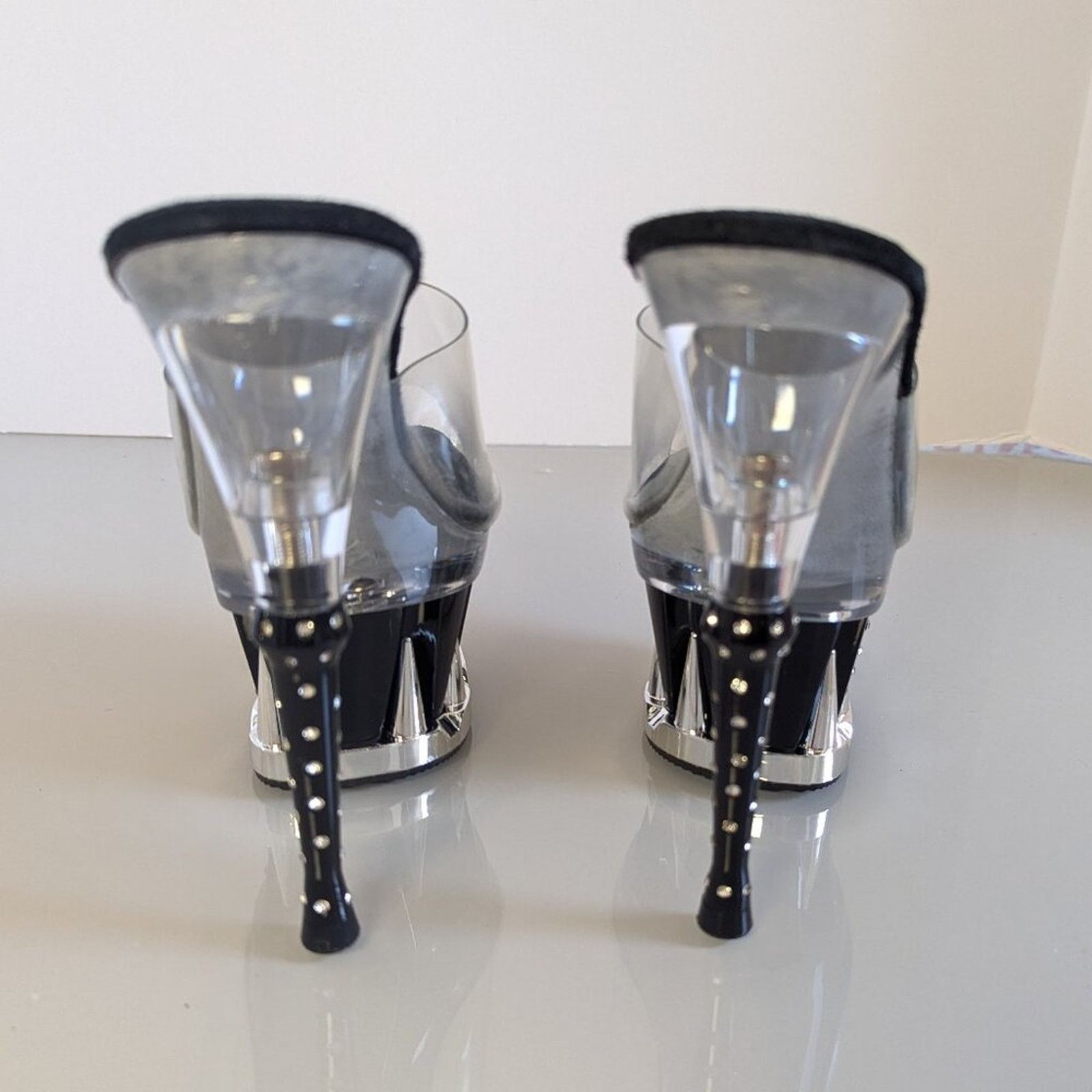 Vintage Y2K Tabu Chrome Black Shark Platform Stiletto Stripper Heels Size US 8 / IT 38 - 2 Thumbnail