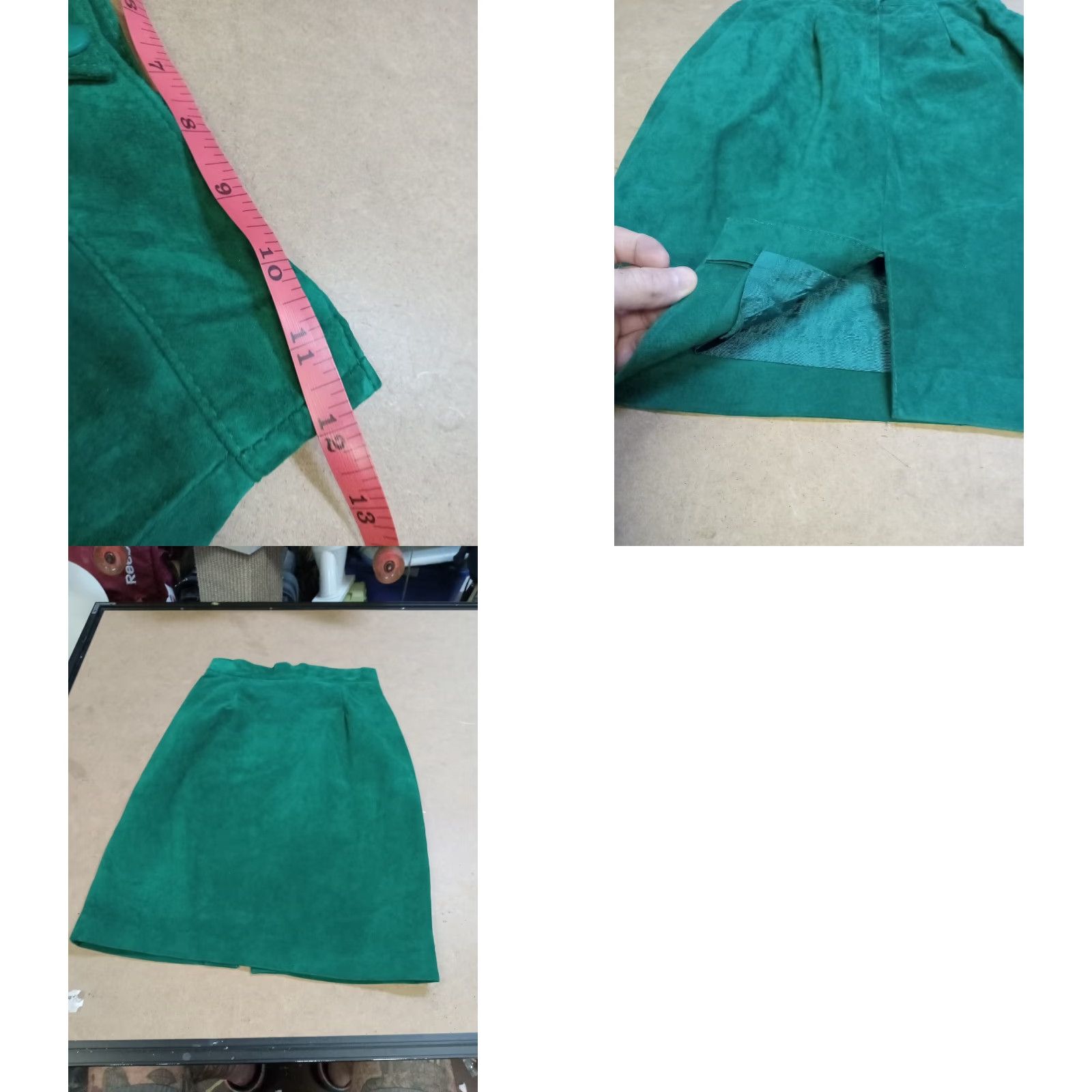 Vintage VINTAGE Danier Suede Leather Pencil Skirt Sz 4 Green Midi Straight & Pencil Zipper Snap All Seasons Lined Vintage 80s Retro Womens Size 27" / US 4 / IT 40 - 8 Thumbnail