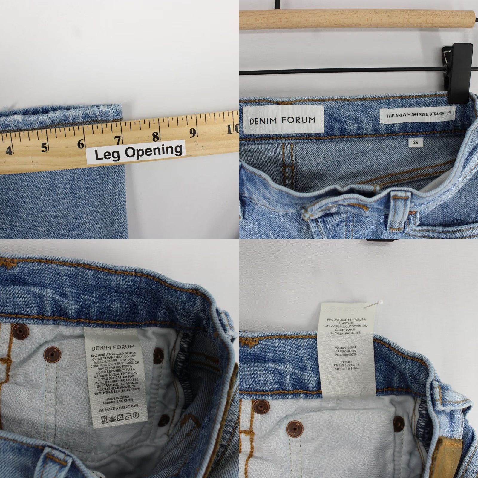 Aritzia Aritzia Straight Womens 26 Blue Denim Forum Arlo Jean Light High Rise Button Fly Size 26" / US 2 / IT 38 - 8 Thumbnail