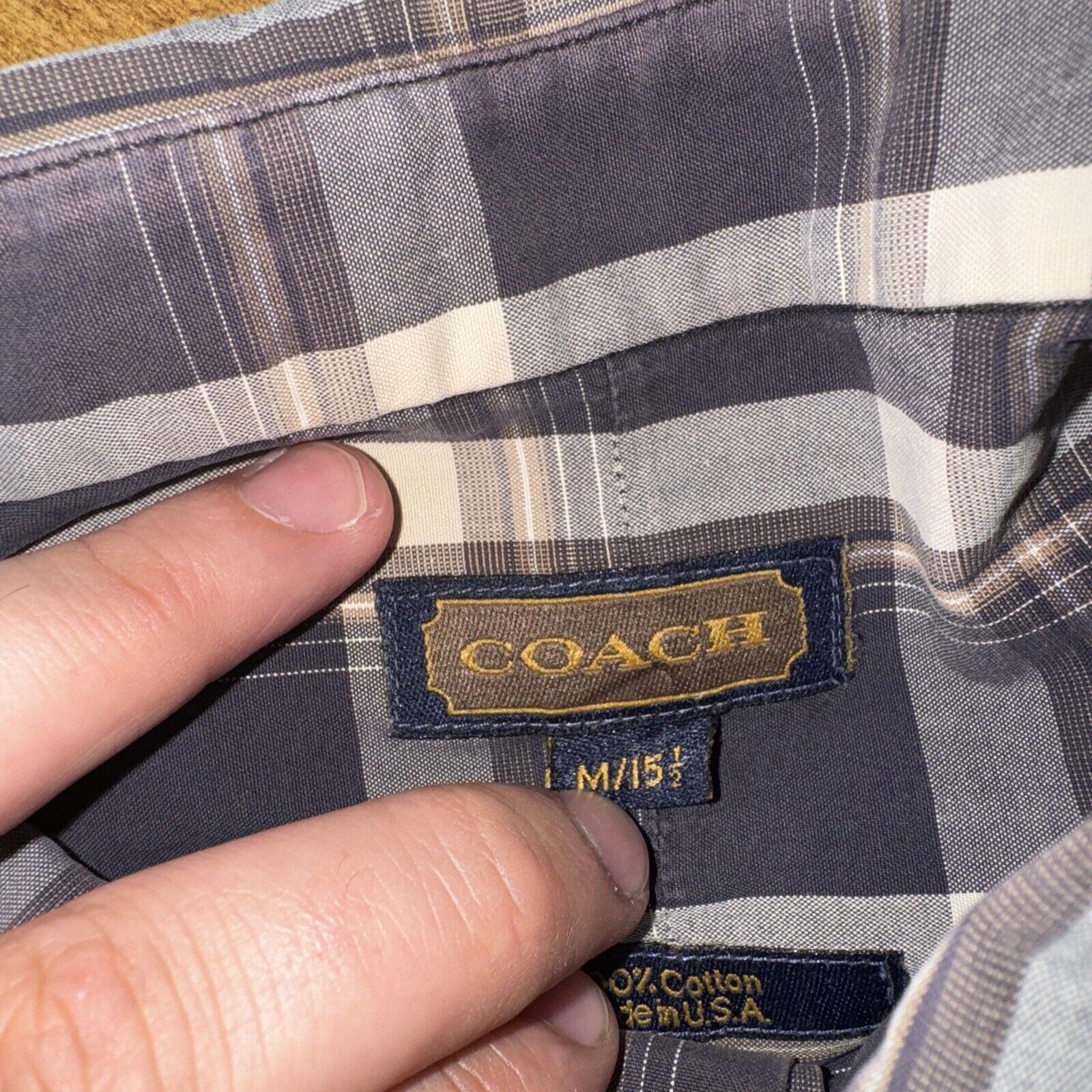 Coach × Japanese Brand × Vintage Men’s Coach Long Sleeve Button Up Shirt Med Plaid Gray 23x27 Size US M / EU 48-50 / 2 - 2 Thumbnail