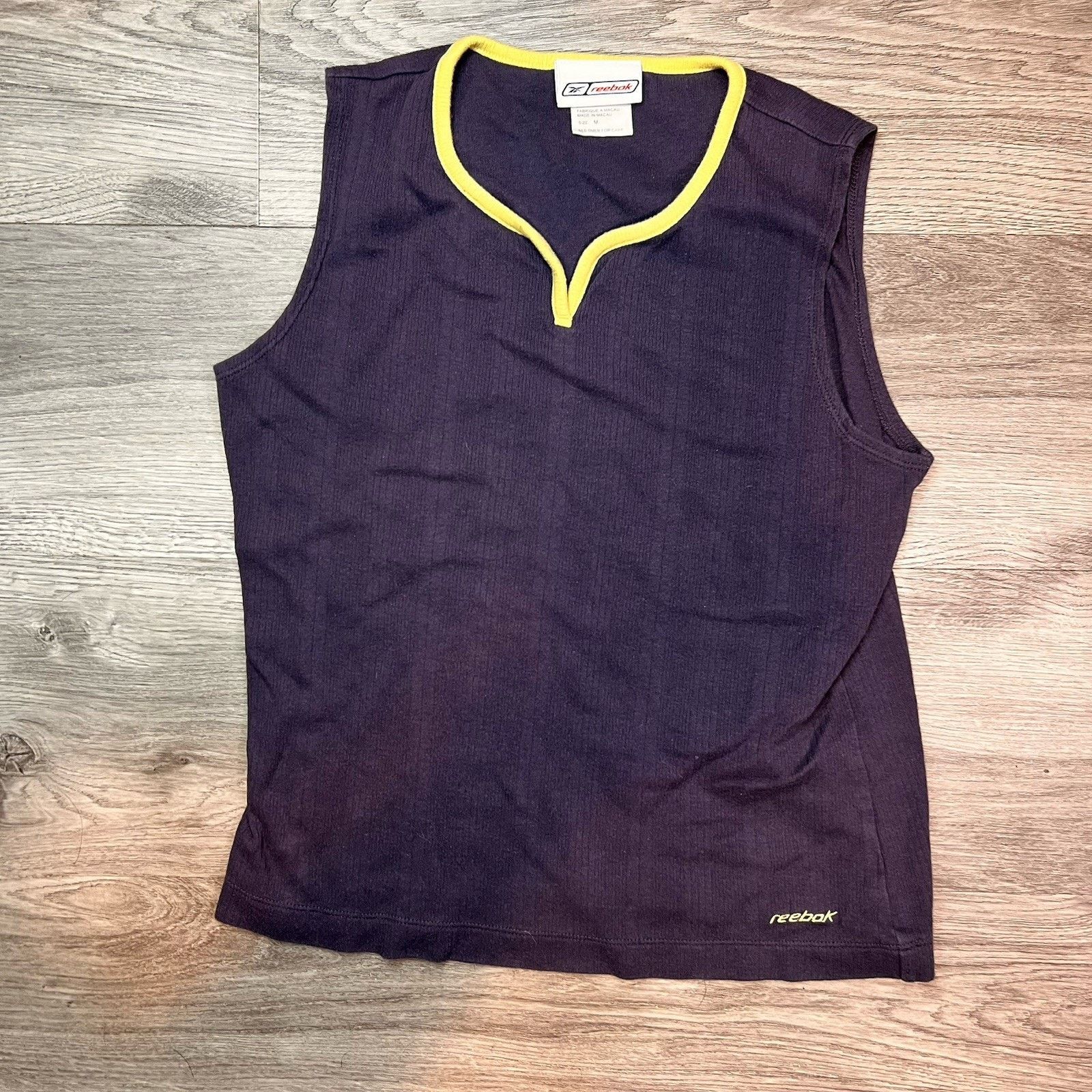 Reebok Reebok Purple Keyhole-Back Tank Top Yellow Trim – Size Large Size L / US 10 / IT 46 - 1 Thumbnail