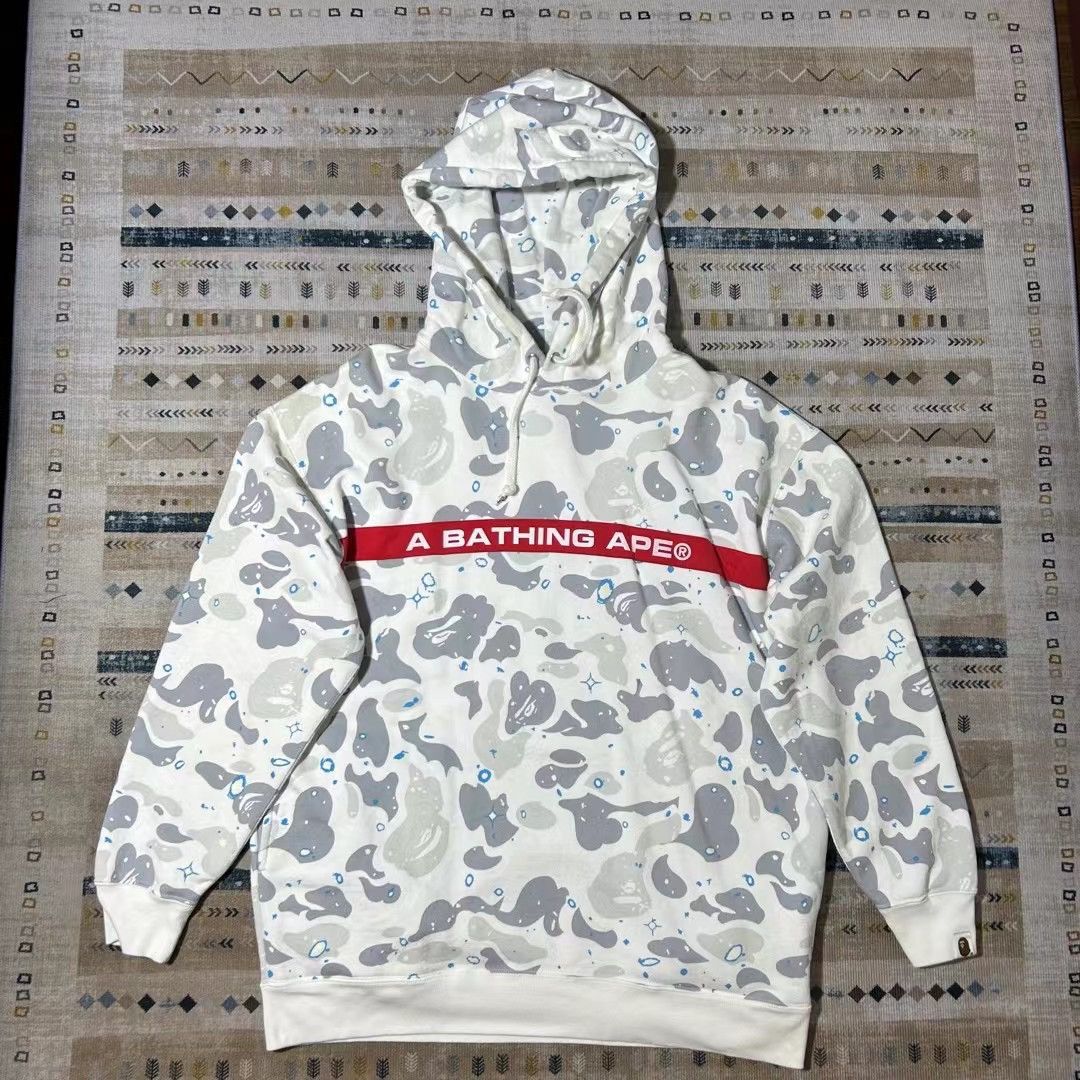 image of Bape Space Camo Pullover Hoodie in White, Women's