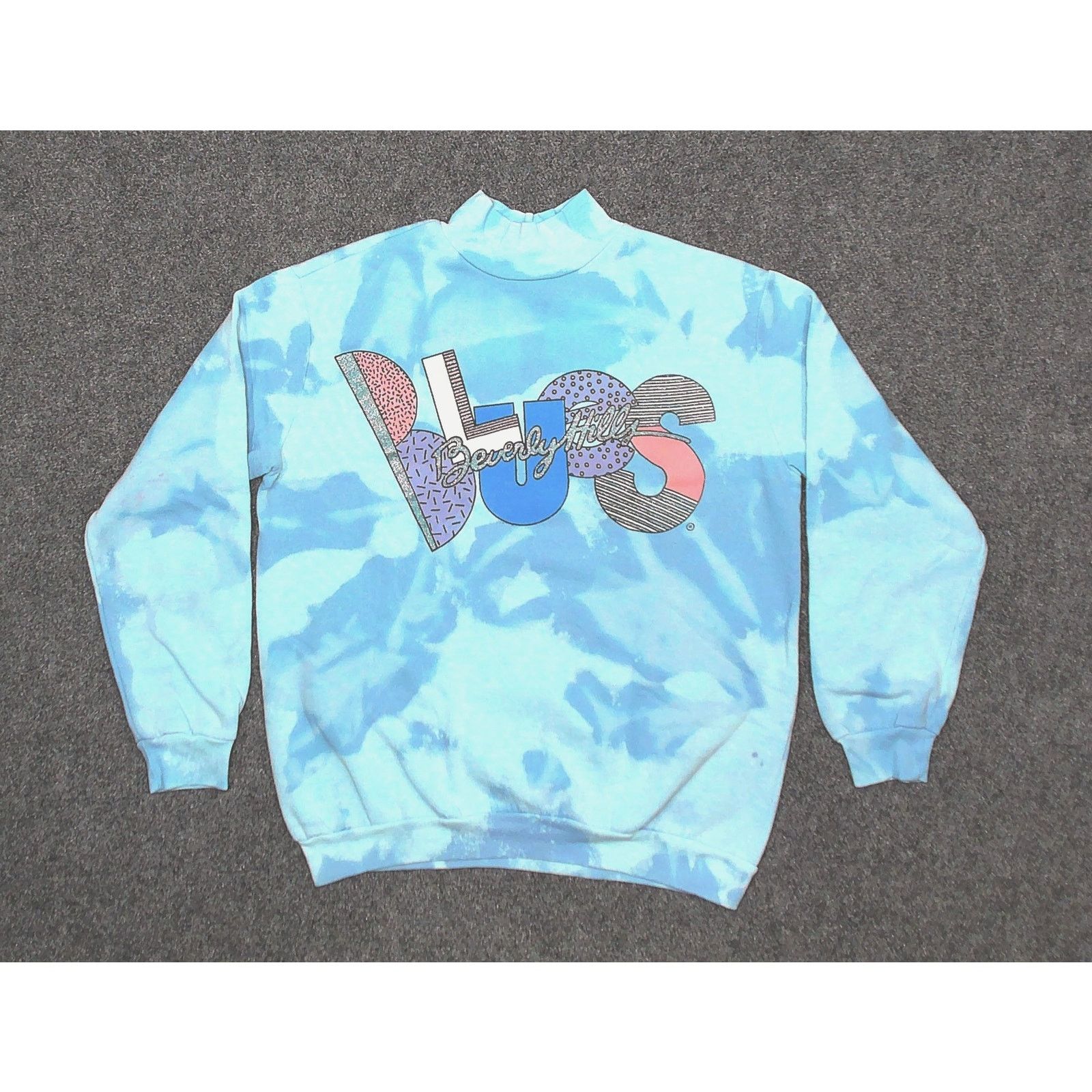 Vintage 80s Beverly Hills Blues Boxy Tie Dye Mock Neck M Size M / US 6-8 / IT 42-44 - 3 Thumbnail