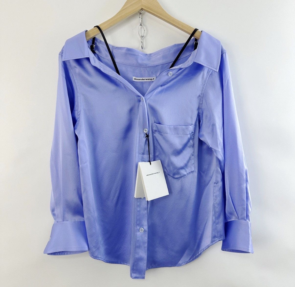 Alexander Wang Alexander Wang Blue Rhinestone Letter Cami Shirt K12 Size S / US 4 / IT 40 - 1 Thumbnail