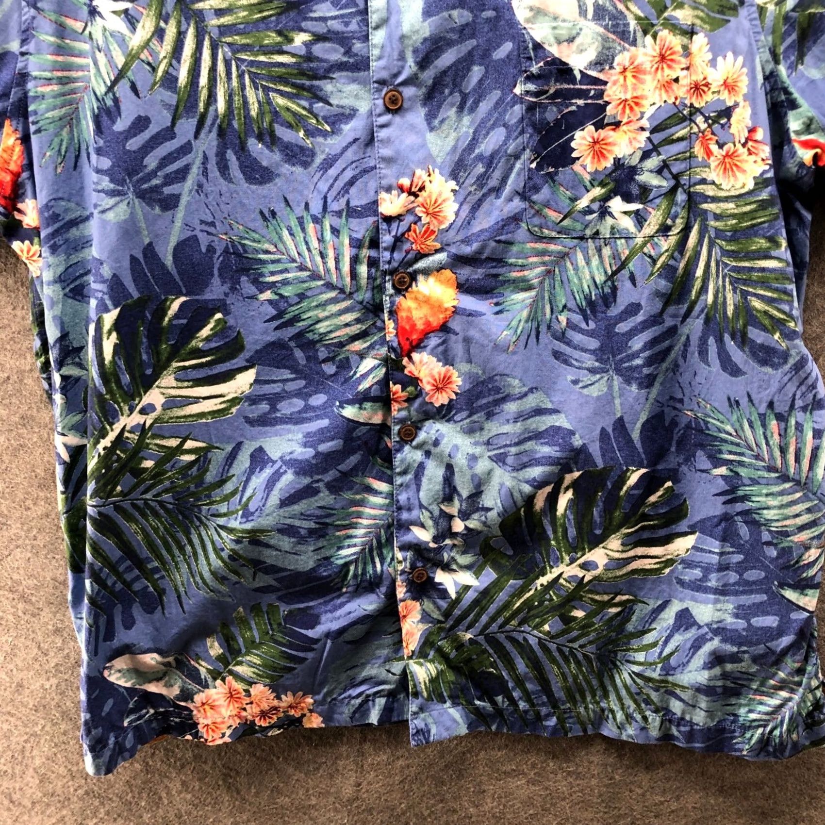 Vintage 28 Palms Hawaiian Shirt Mens XXL Blue Tropical Floral Camp Collar Cotton Resort Size US XXL / EU 58 / 5 - 4 Thumbnail
