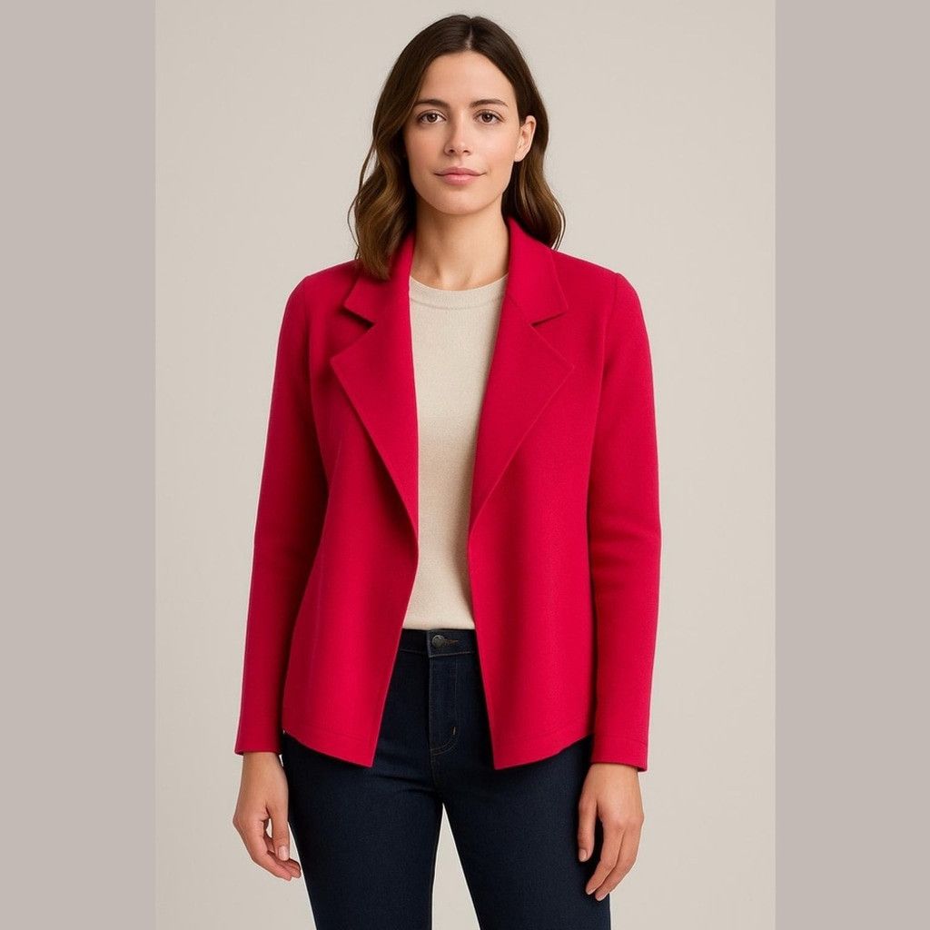 Other Marc Cain 100% Wool Knit Open Front Raw Edge Blazer N3/US L Size L / US 10 / IT 46 - 1 Thumbnail