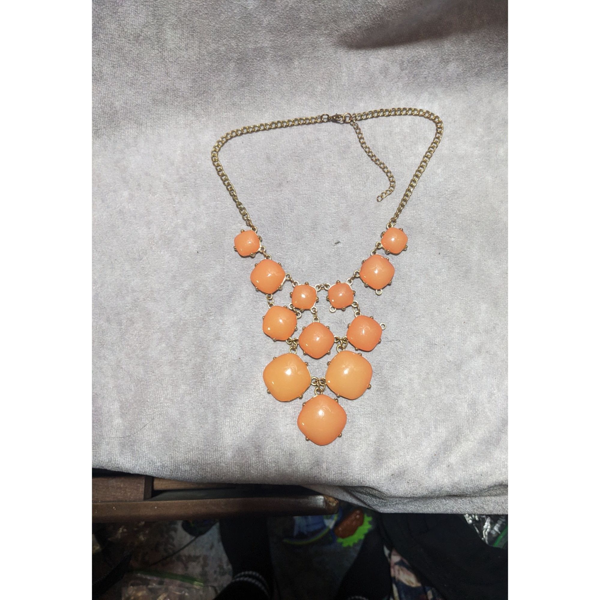 Other Peach Bubble Bib Statement Necklace With Gold Chain Size ONE SIZE - 8 Thumbnail