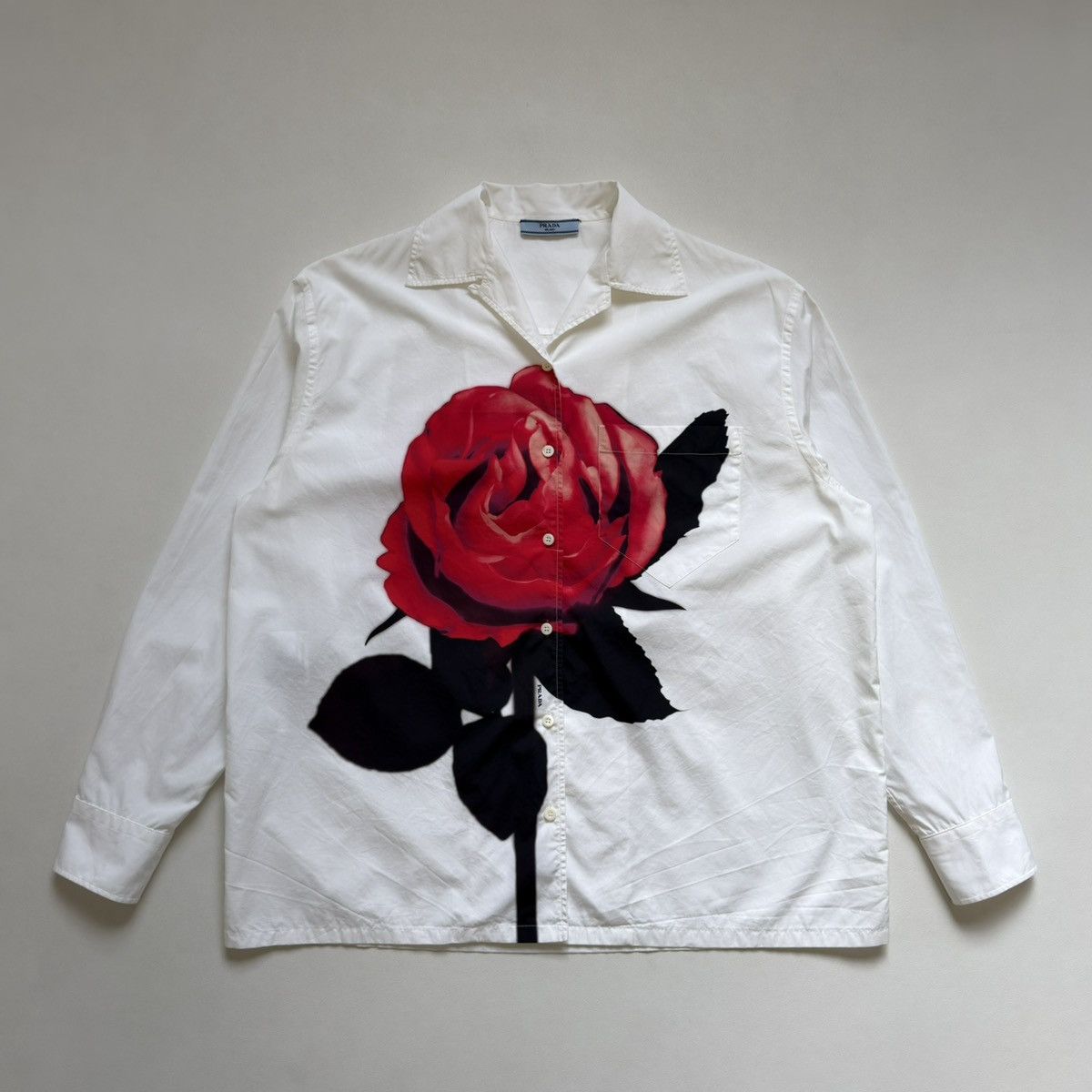 Prada S/S 19 ‘Red Rose Stencil’ Print Shirt Size US L / EU 52-54 / 3 - 15 Thumbnail