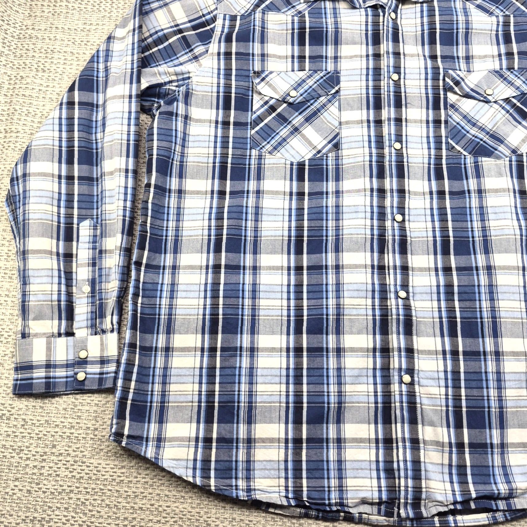 Doublet Double Pump Shirt Mens 2XL Blue Plaid Long Sleeve Western Pearl Snap Cowboy Shirt Size US XXL / EU 58 / 5 - 3 Thumbnail
