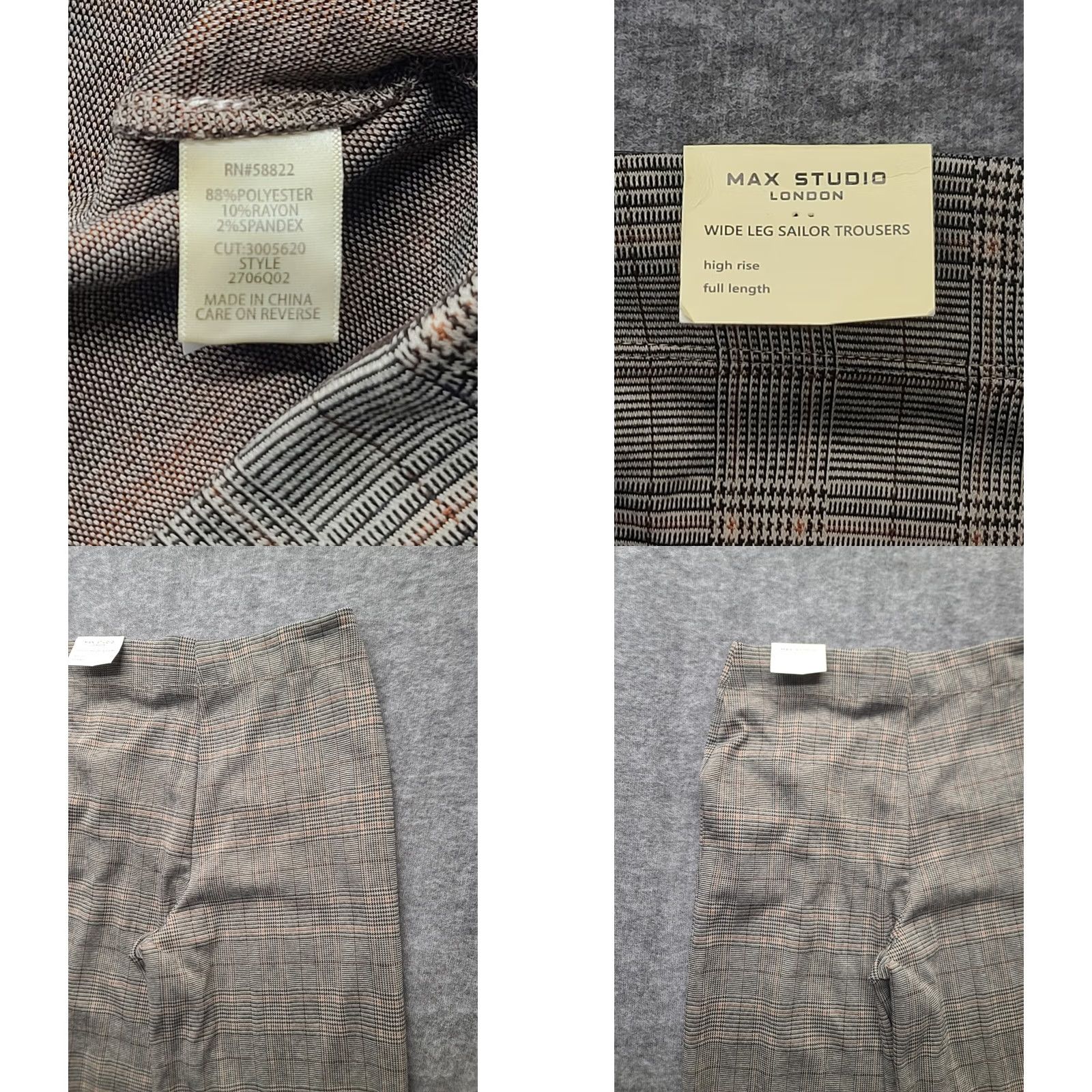 Vintage MAX STUDIO London Pants Womens M 28x30 Wide Leg High Rise Gray Polyester Rayon Spandex Geometric NWT Mens? Size 32" / US 10 / IT 46 - 9 Thumbnail