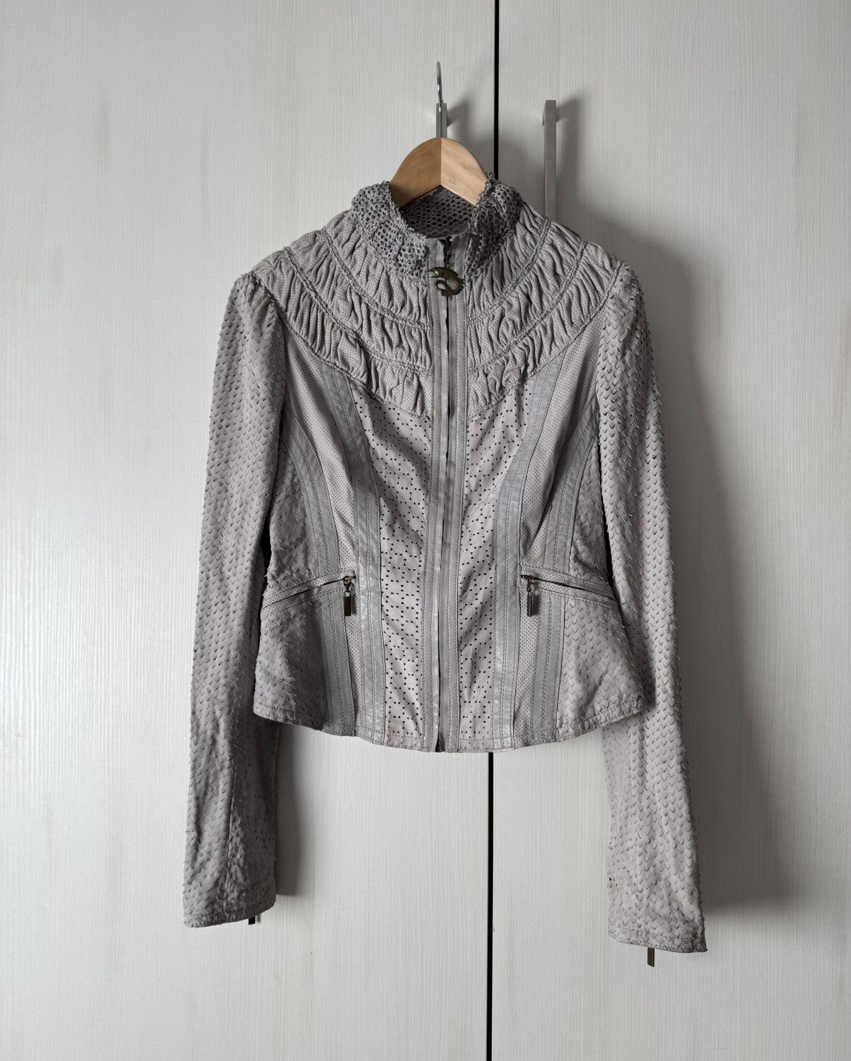 Just Cavalli Just Cavalli Archive Leather Ruffled Scale jacket Y2K 00s Size M / US 6-8 / IT 42-44 - 3 Thumbnail