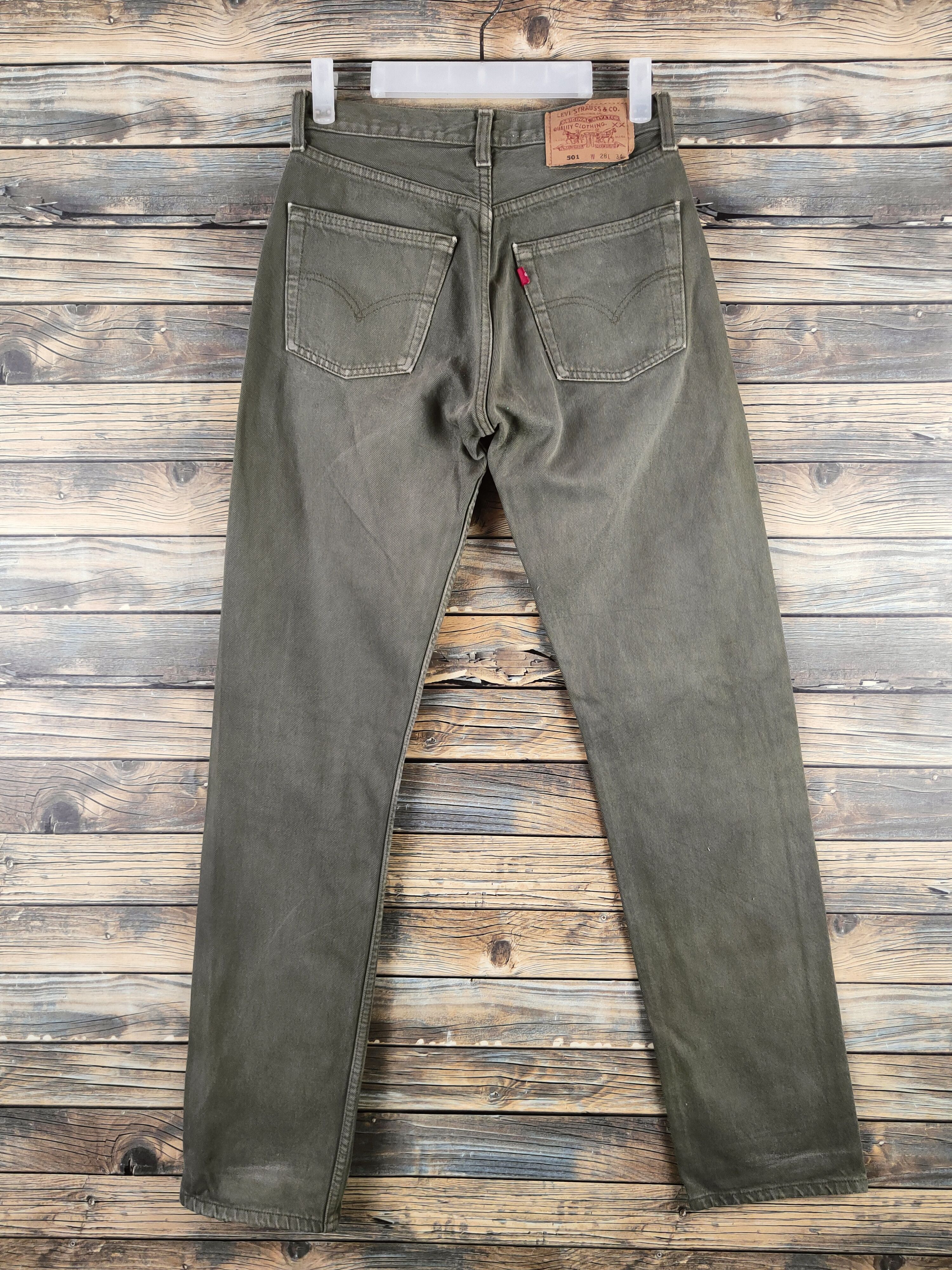 Levi's 501 Levi's Olive vintage Denim Jeans #S2836 Size US 27 - 7 Thumbnail