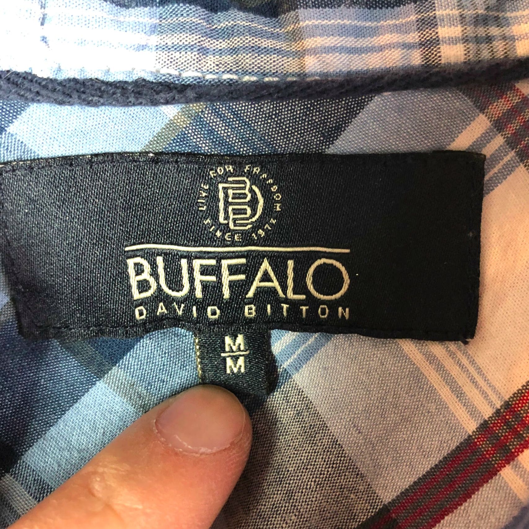 Buffalo David Bitton Buffalo David Bitton Shirt Mens Medium Blue Plaid Long Sleeve Button-Up Collared Spread Collar with Pockets - Cotton Size US M / EU 48-50 / 2 - 7 Thumbnail